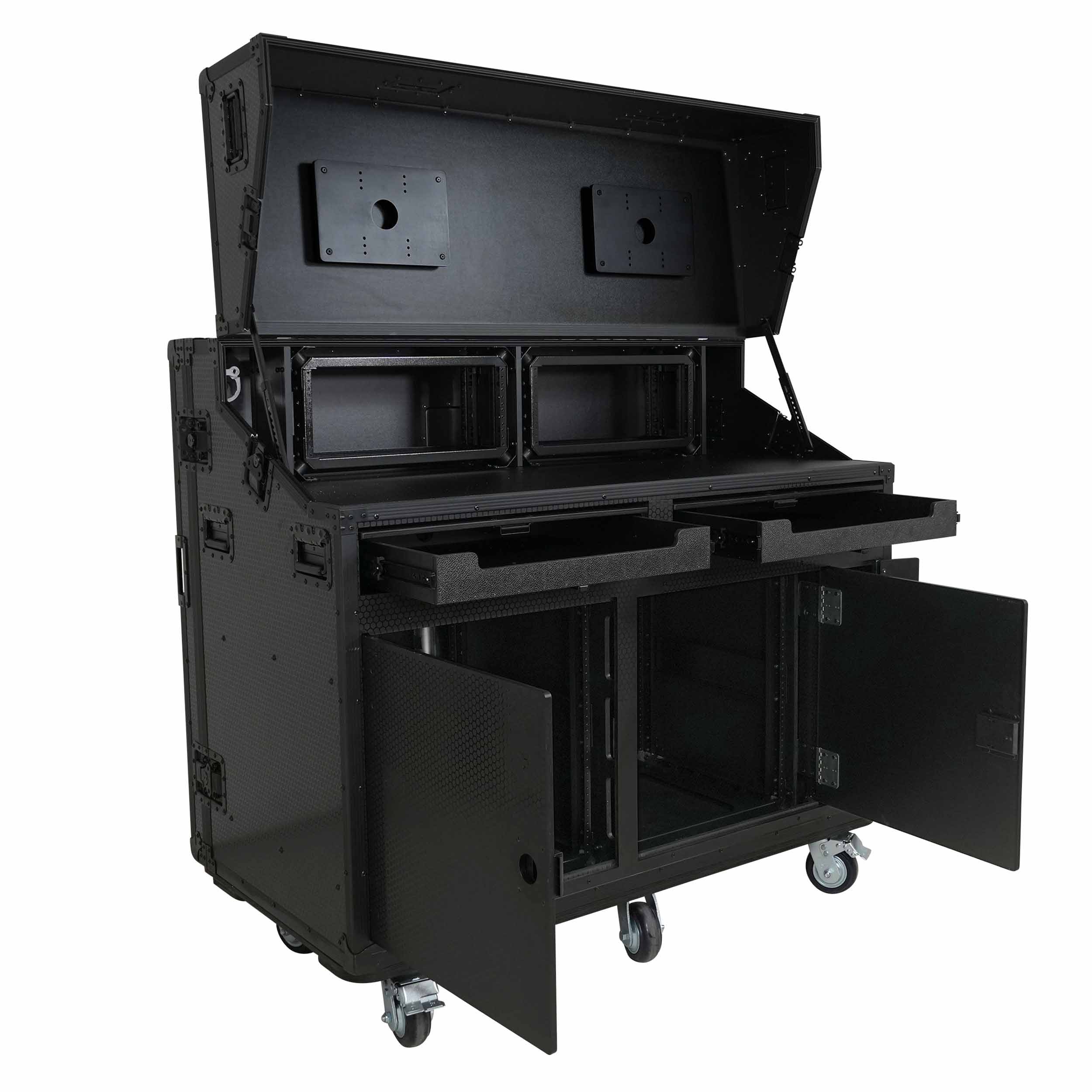 ProX XS-SLAM2X12U4U PRADO Mobile AV Workstation Case with Slam Doors and 2x 12U, 2x 4U Racks by ProX Cases
