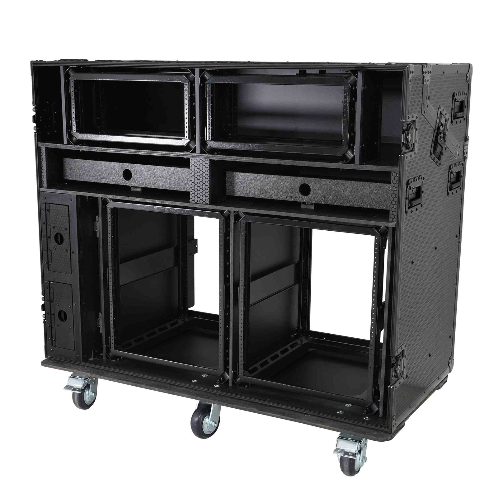 ProX XS-SLAM2X12U4U PRADO Mobile AV Workstation Case with Slam Doors and 2x 12U, 2x 4U Racks by ProX Cases