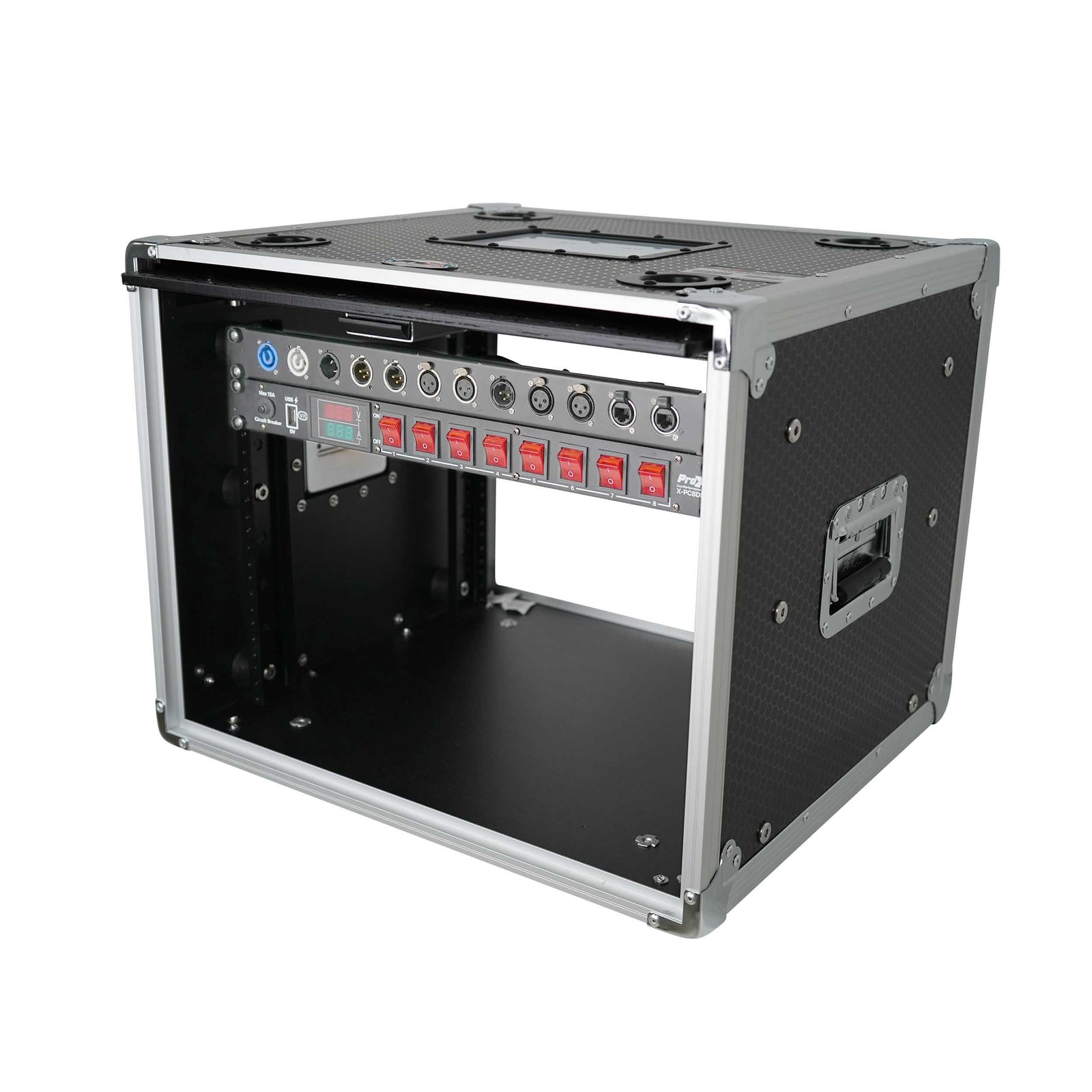ProX XS-SLAM8U14 Vertical Shock-mount 8U Rack Case with Sliding Slam Doors - 14-inch Depth by ProX Cases