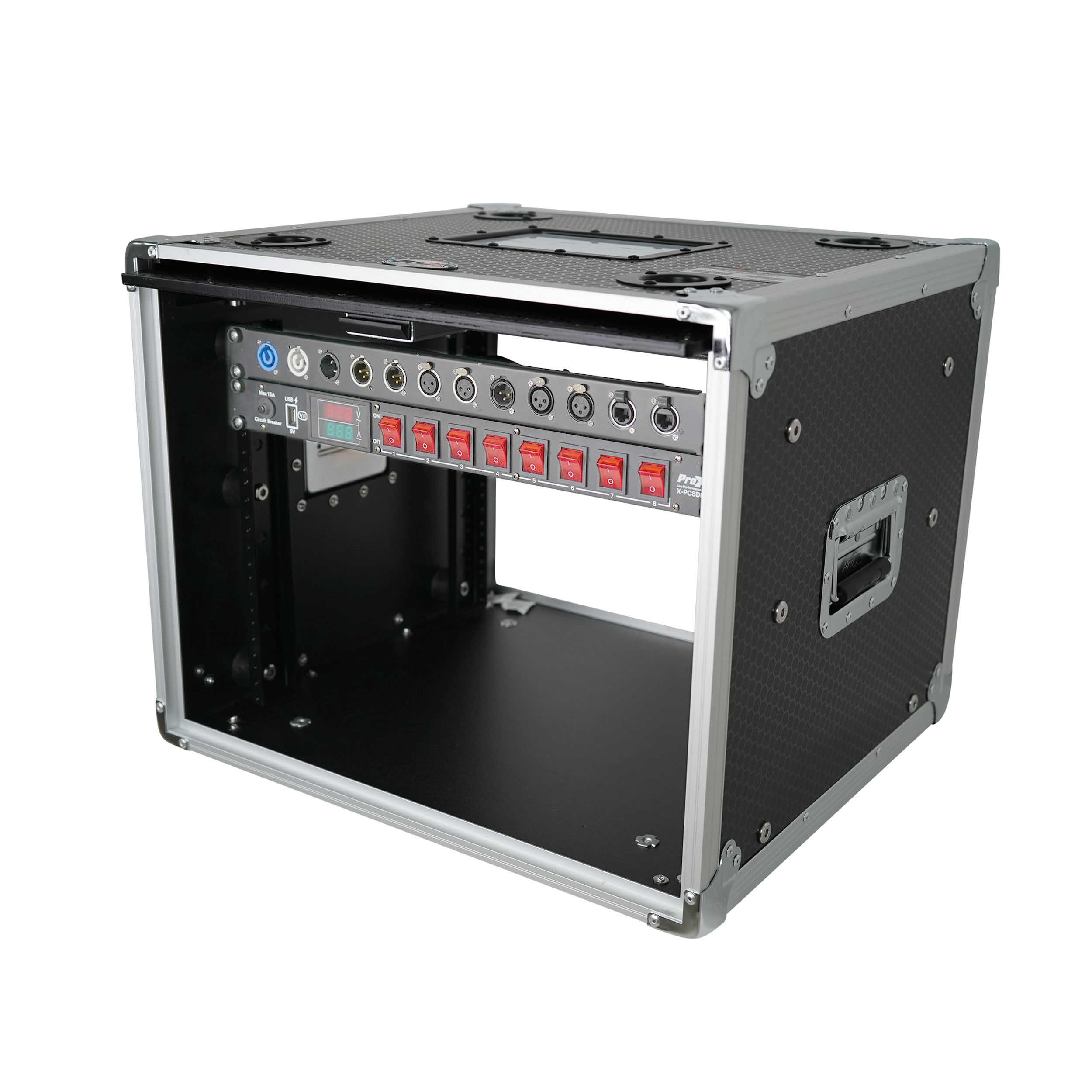 ProX XS-SLAM8U14 Vertical Shock-mount 8U Rack Case with Sliding Slam Doors - 14-inch Depth by ProX Cases