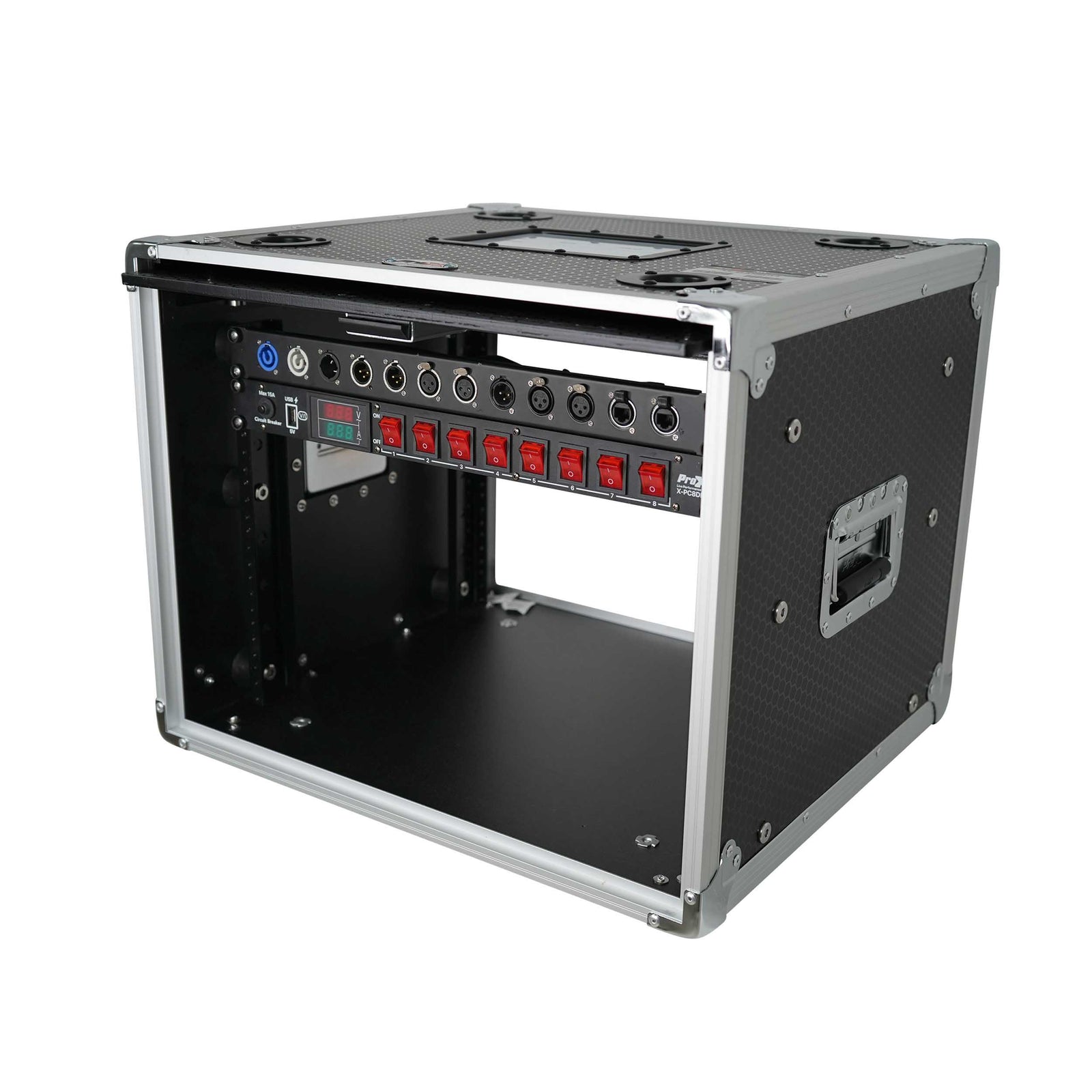 ProX XS-SLAM8U14 Vertical Shock-mount 8U Rack Case with Sliding Slam Doors - 14-inch Depth by ProX Cases