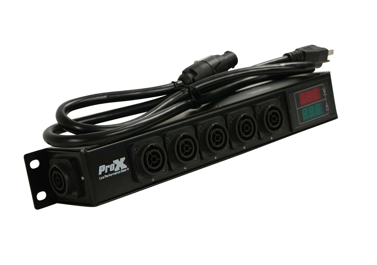 ProX X-PWTR1LEDX6DANA PowerCenter AC to 6X True1 Splitter Outputs with V and A Meter by ProX Live Performance Gear