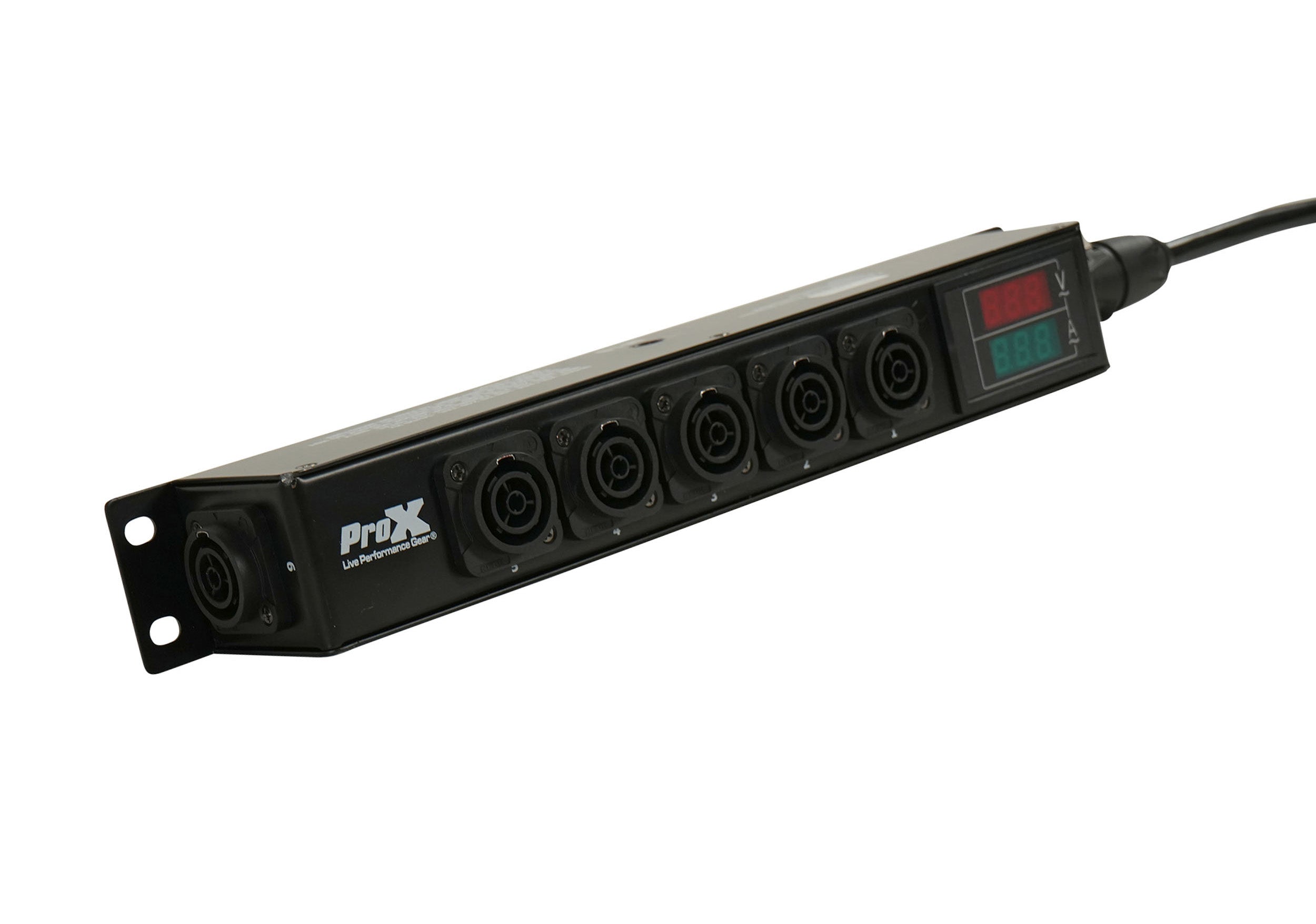 ProX X-PWTR1LEDX6DANA PowerCenter AC to 6X True1 Splitter Outputs with V and A Meter by ProX Live Performance Gear