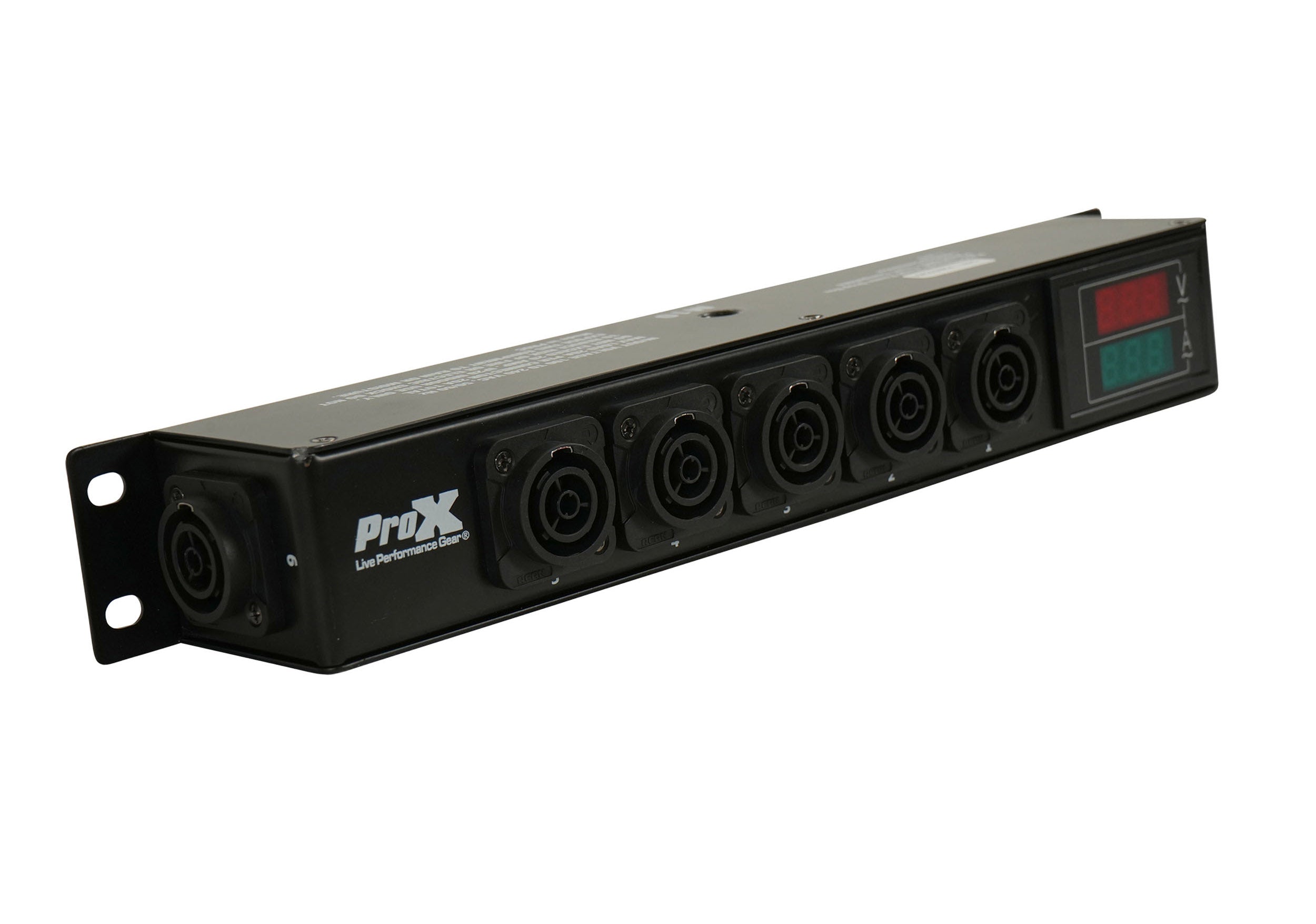 ProX X-PWTR1LEDX6DANA PowerCenter AC to 6X True1 Splitter Outputs with V and A Meter by ProX Live Performance Gear