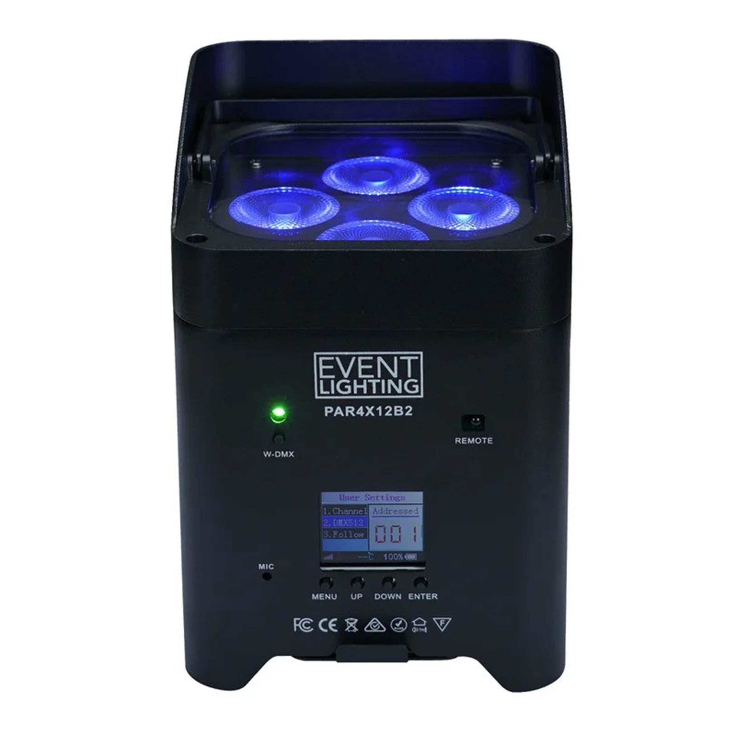 Antari PAR4X12B2 Battery Up light Par with Wireless DMX and IR Remote  - 4x12W