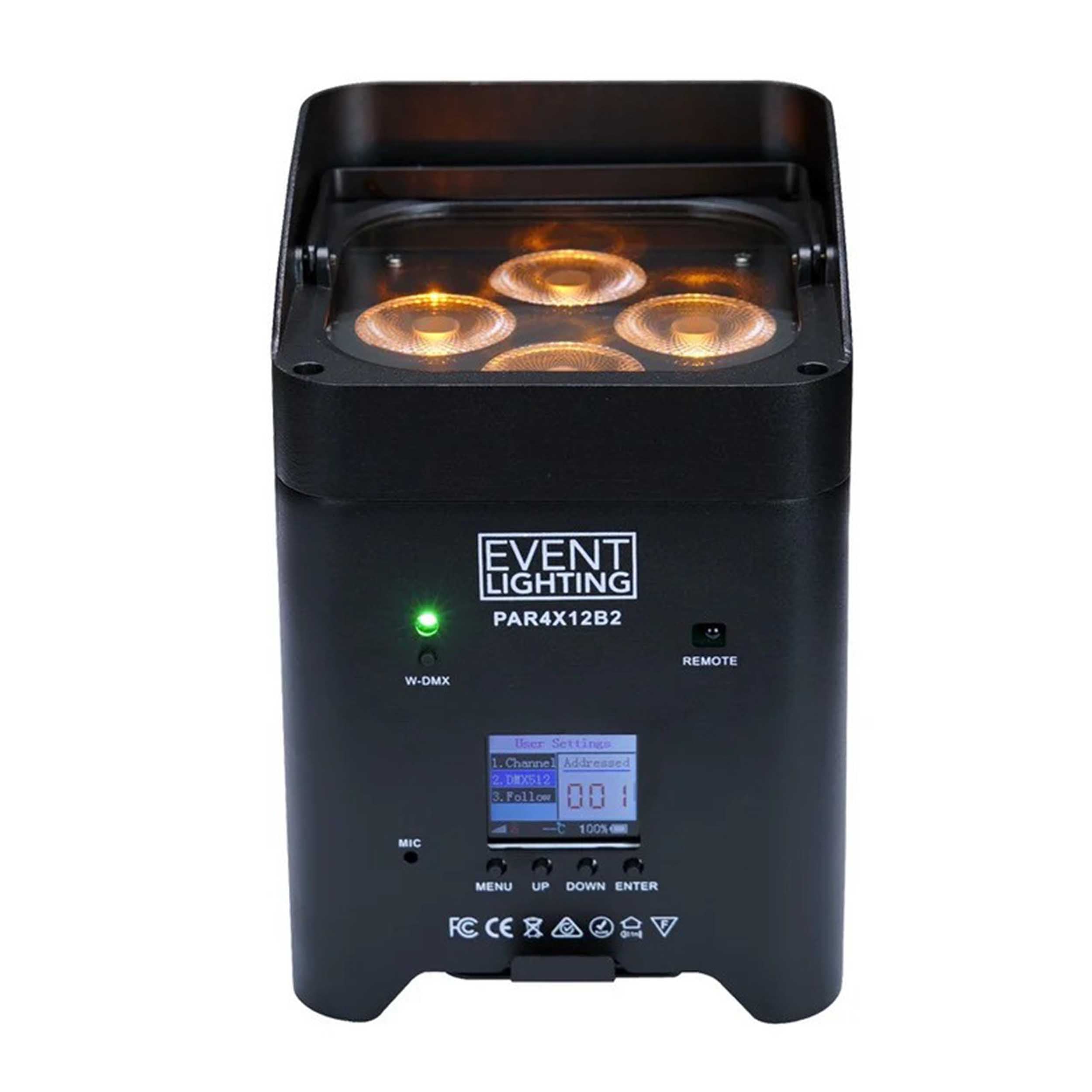 Antari PAR4X12B2 Battery Up light Par with Wireless DMX and IR Remote  - 4x12W