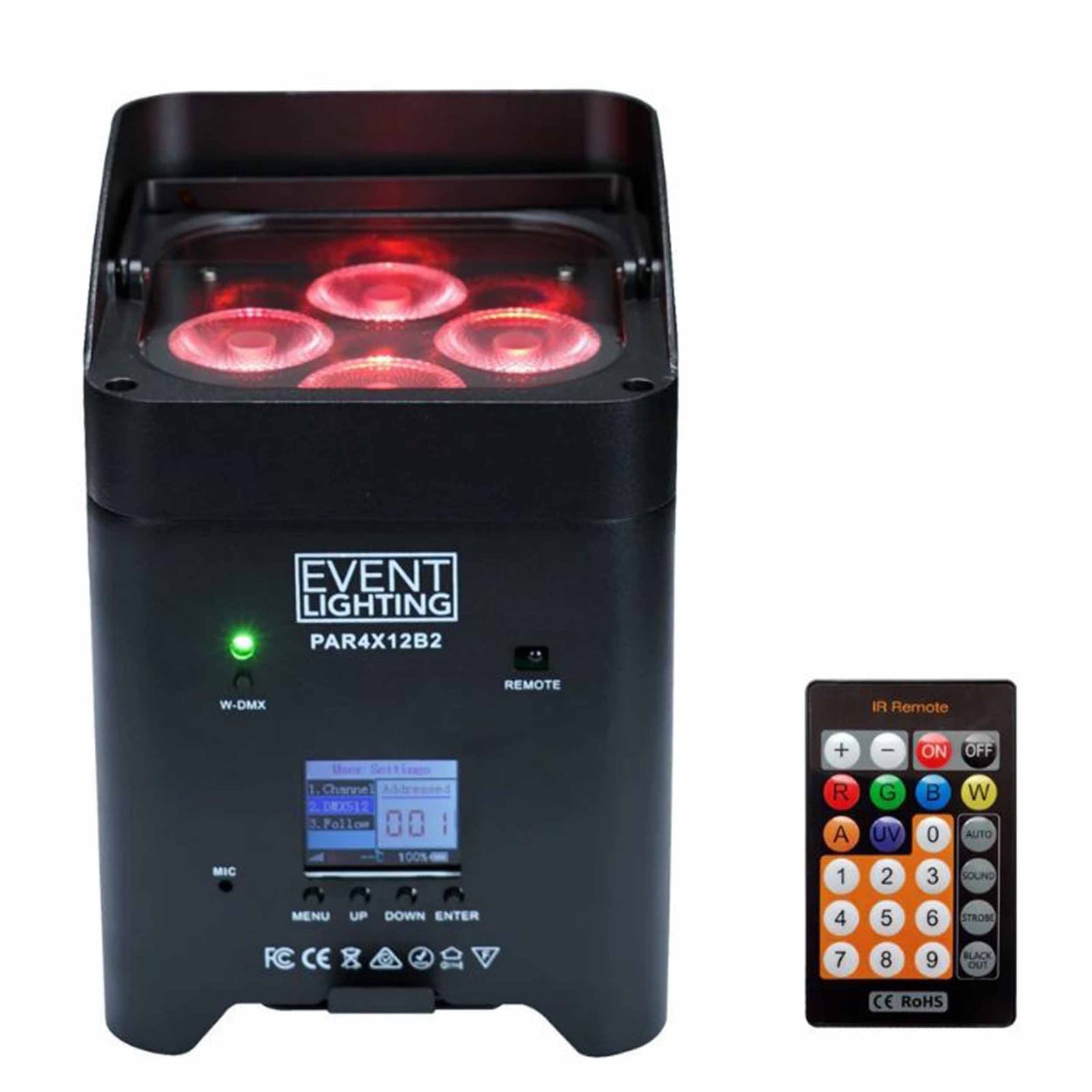Antari PAR4X12B2 Battery Up light Par with Wireless DMX and IR Remote  - 4x12W
