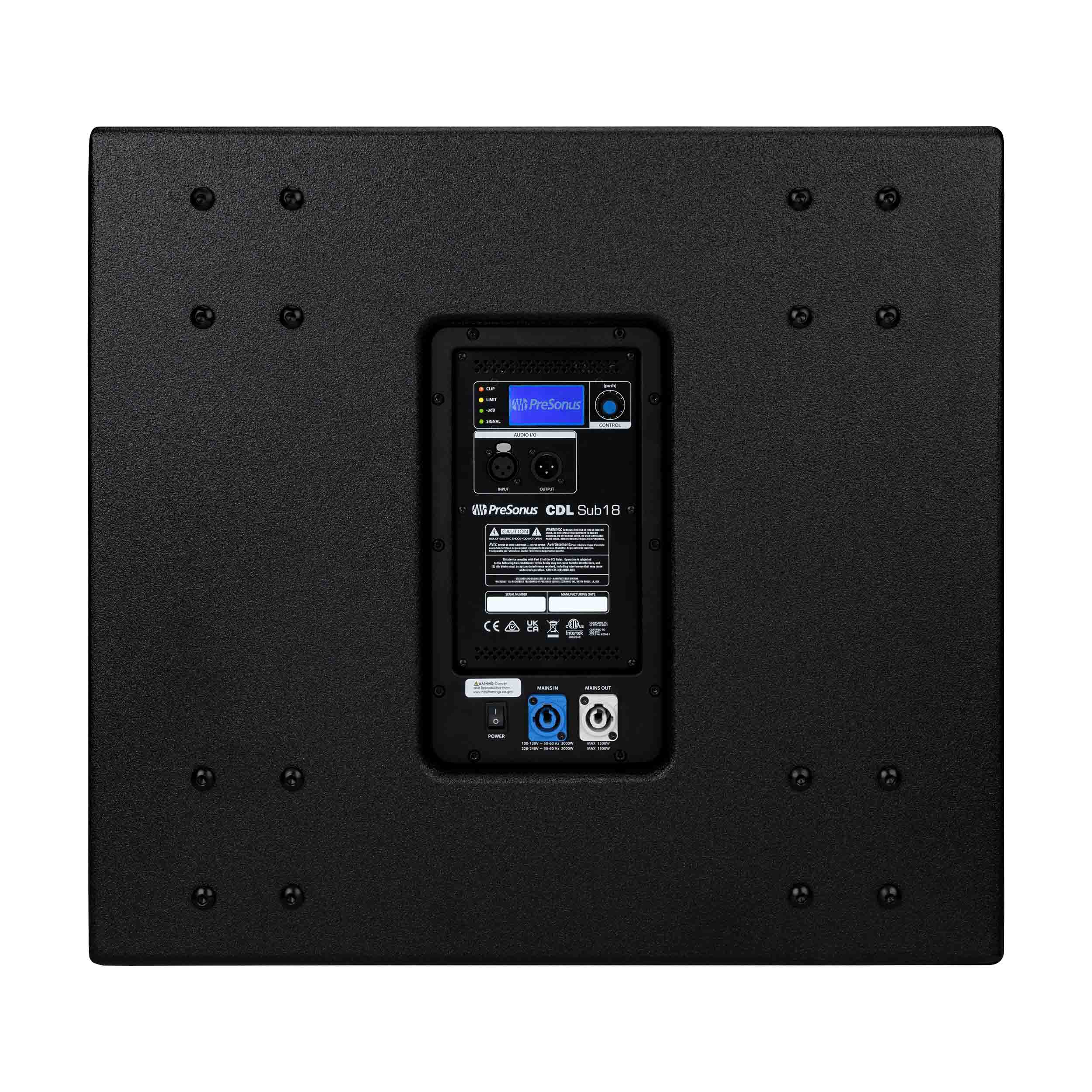 PreSonus CDL SUB18, 18-inch Active Subwoofer - 2000 Watt Peak