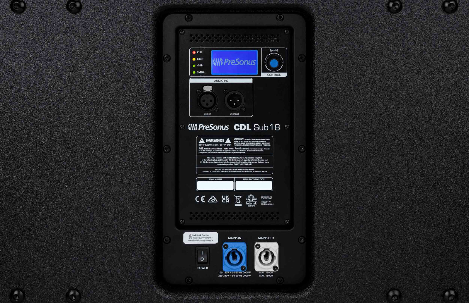 PreSonus CDL SUB18, 18-inch Active Subwoofer - 2000 Watt Peak