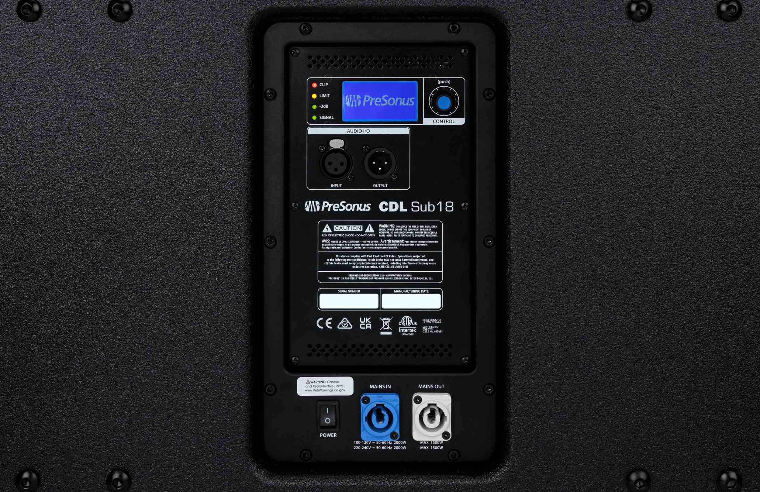 PreSonus CDL SUB18, 18-inch Active Subwoofer - 2000 Watt Peak