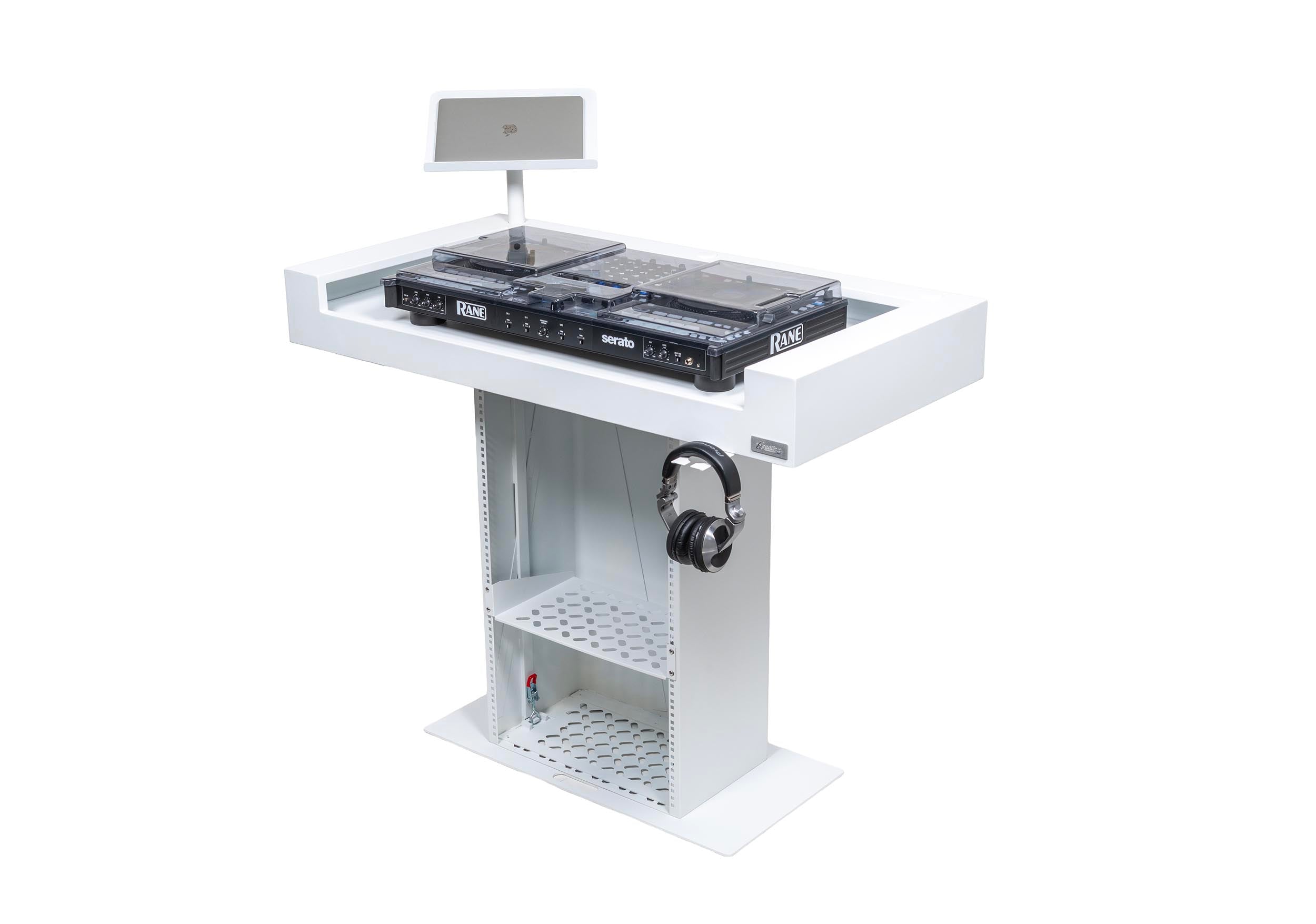 Headliner HL30001 Malibu Portable DJ Podium with Countertop and Base Column - White