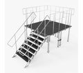 ProX XSQ-8X8PKG-44GRUST3, paquete de plataforma StageQ 8x8 - Tarimas de 4x4 con altura ajustable, escalones y barandillas