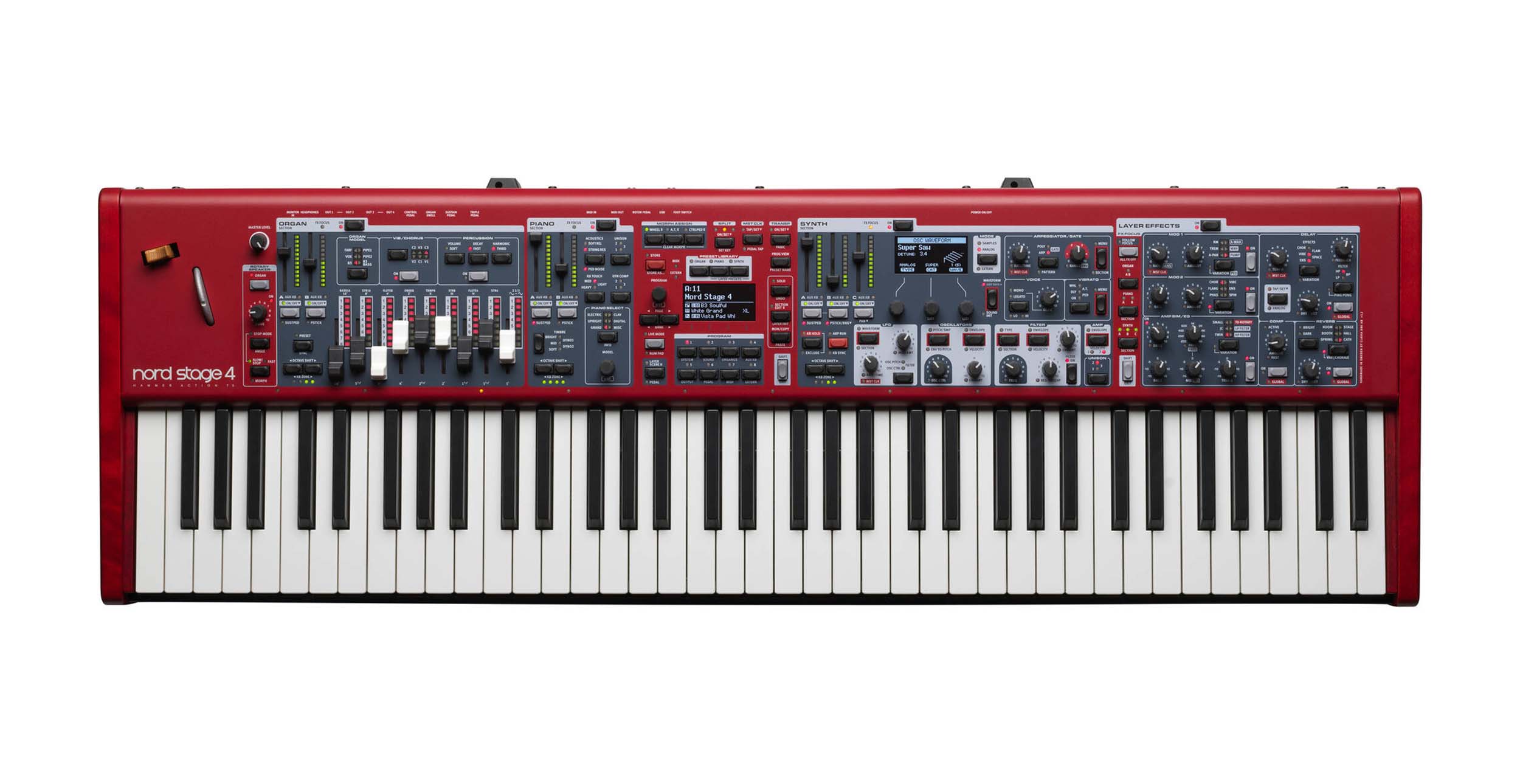 Nord Stage 4 HA73, 73-Key Hammer Actioned Stage Keyboard with Aftertouch and Physical Drawbars