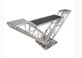 ProX XT-VERRAZANO24 Mesa DJ de aluminio tipo V con estantes elevados para monitores y placa base de 24"