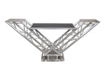 ProX XT-VERRAZANO24 V-Shape Aluminum Truss DJ Table with Elevated Monitor Shelves and 24" Base Plate