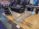 ProX XT-VERRAZANO24 V-Shape Aluminum Truss DJ Table with Elevated Monitor Shelves and 24" Base Plate