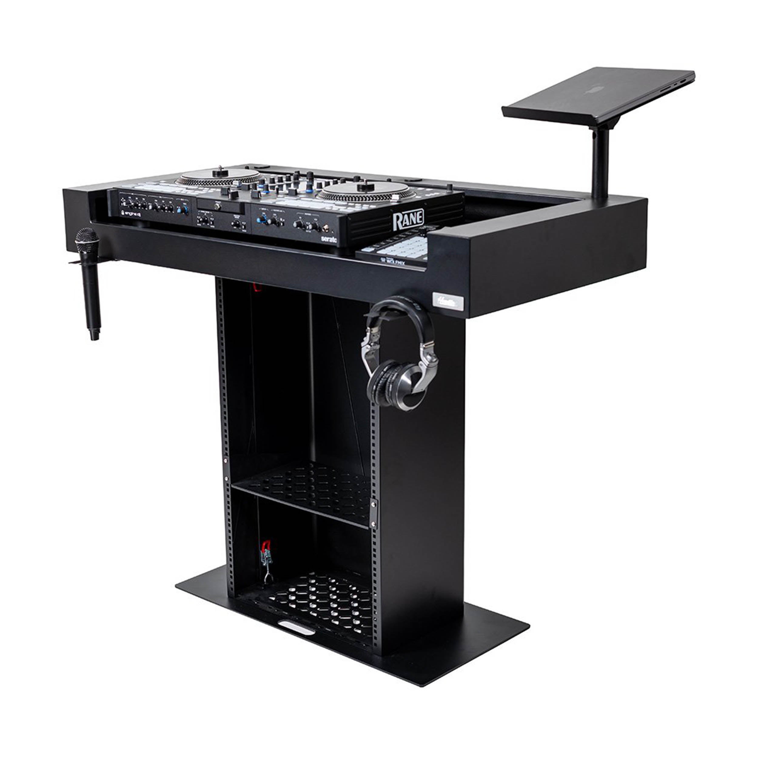 Headliner HL30000 Malibu Portable DJ Podium with Countertop and Base Column - Black