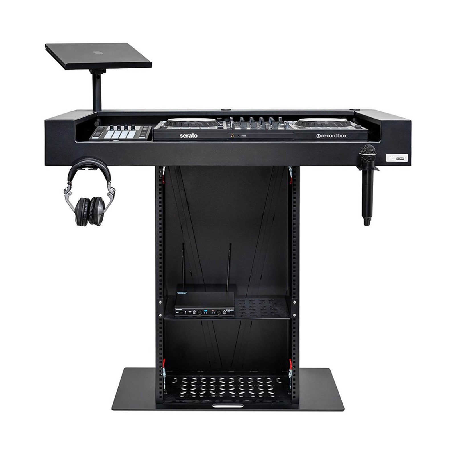 Headliner HL30000 Malibu Portable DJ Podium with Countertop and Base Column - Black