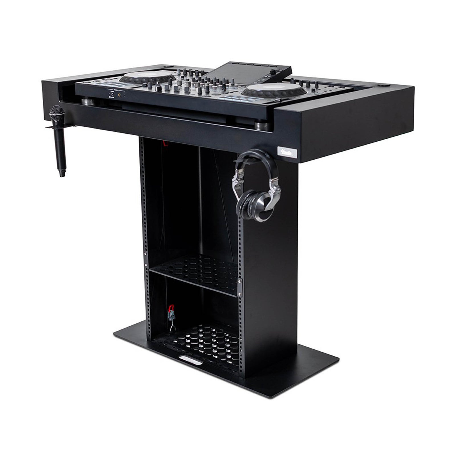 Headliner HL30000 Malibu Portable DJ Podium with Countertop and Base Column - Black