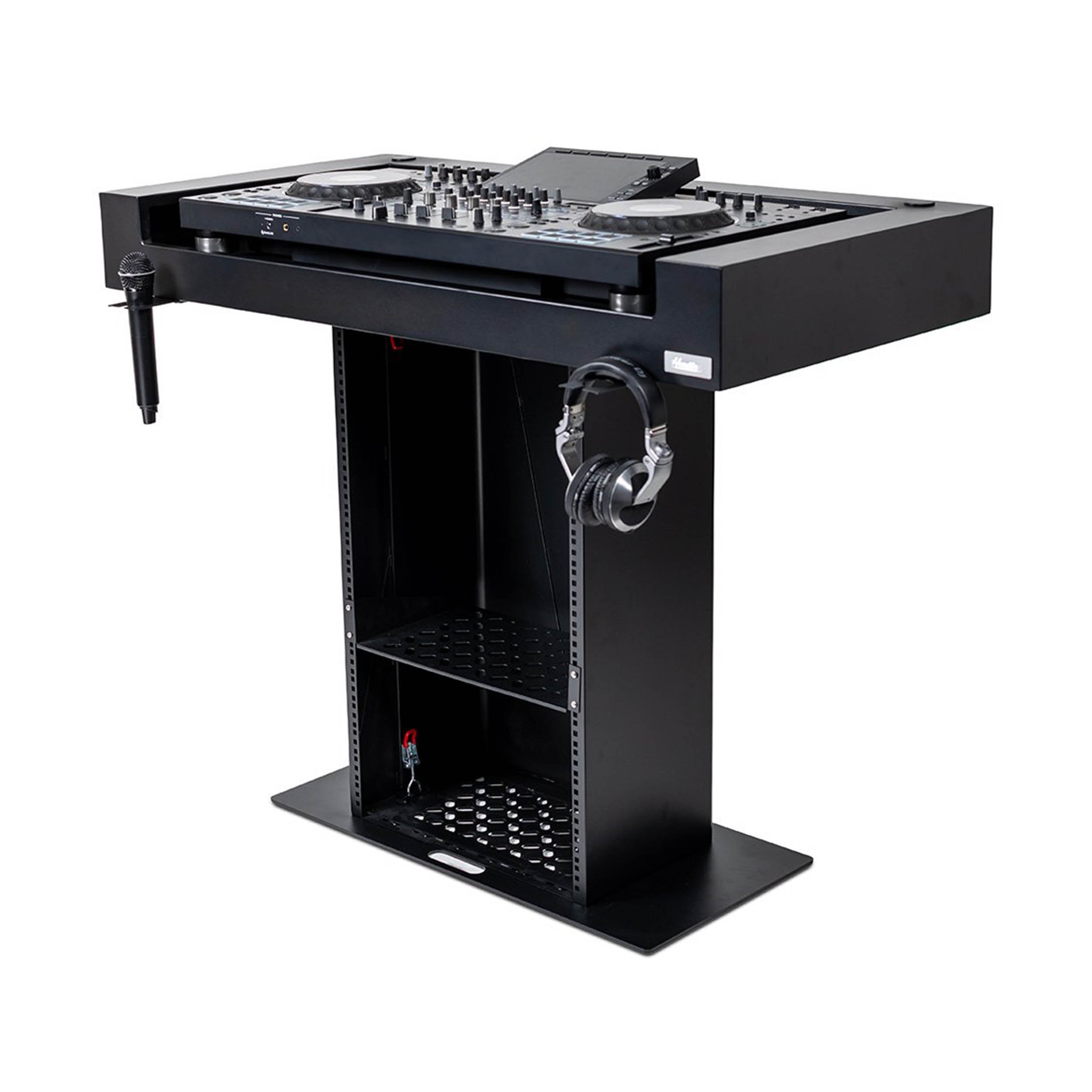 Headliner HL30000 Malibu Portable DJ Podium with Countertop and Base Column - Black