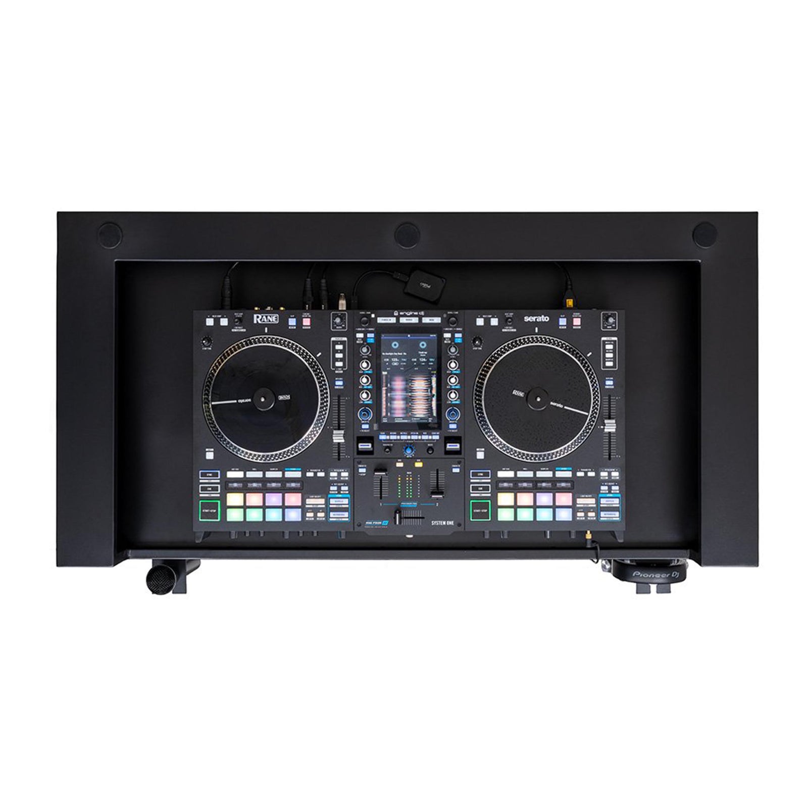 Headliner HL30000 Malibu Portable DJ Podium with Countertop and Base Column - Black