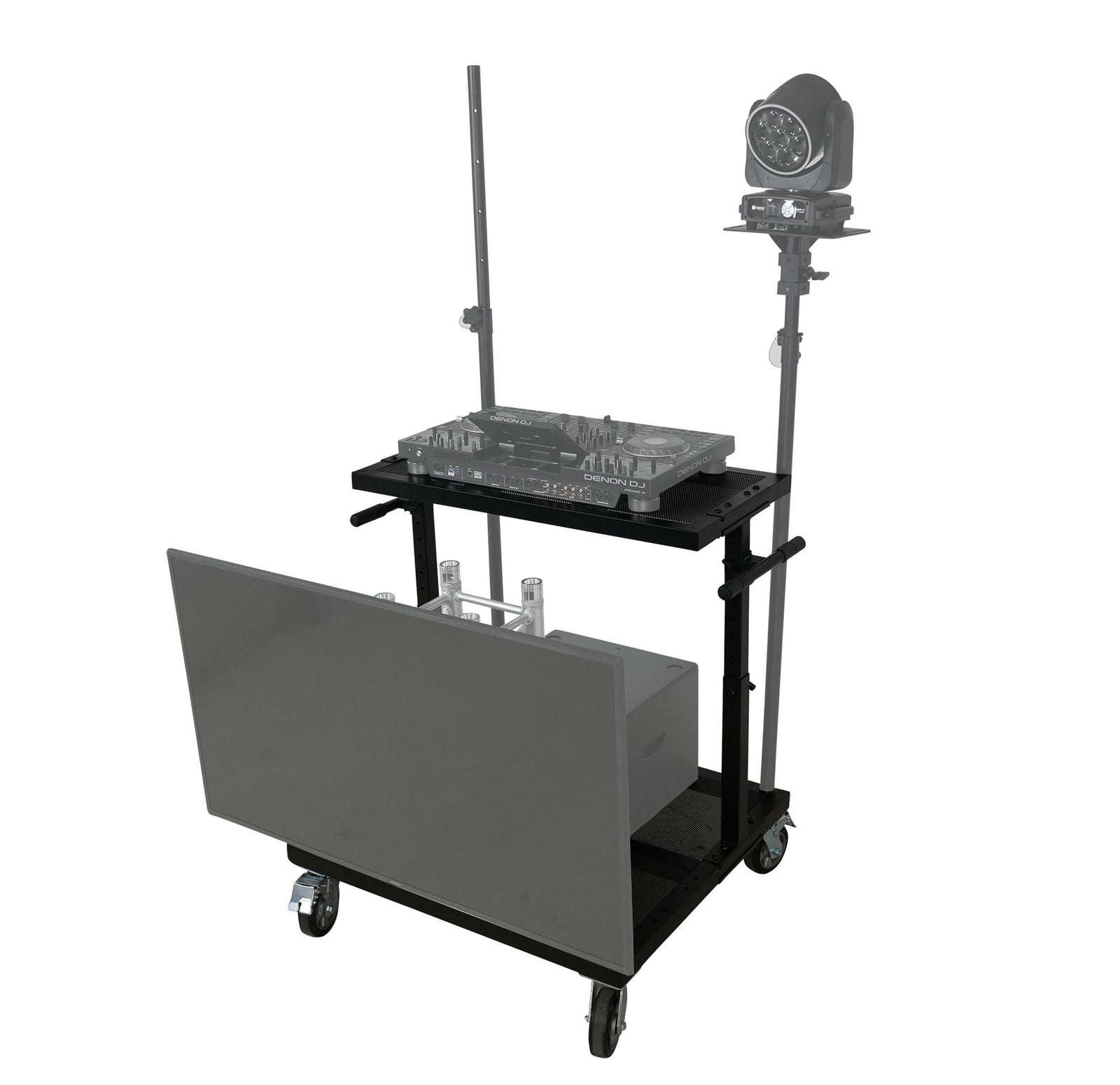ProX X-BeatWagon Multi-Function Rolling Performance Station with Adjustable Shelf and F34 Truss Compatibility