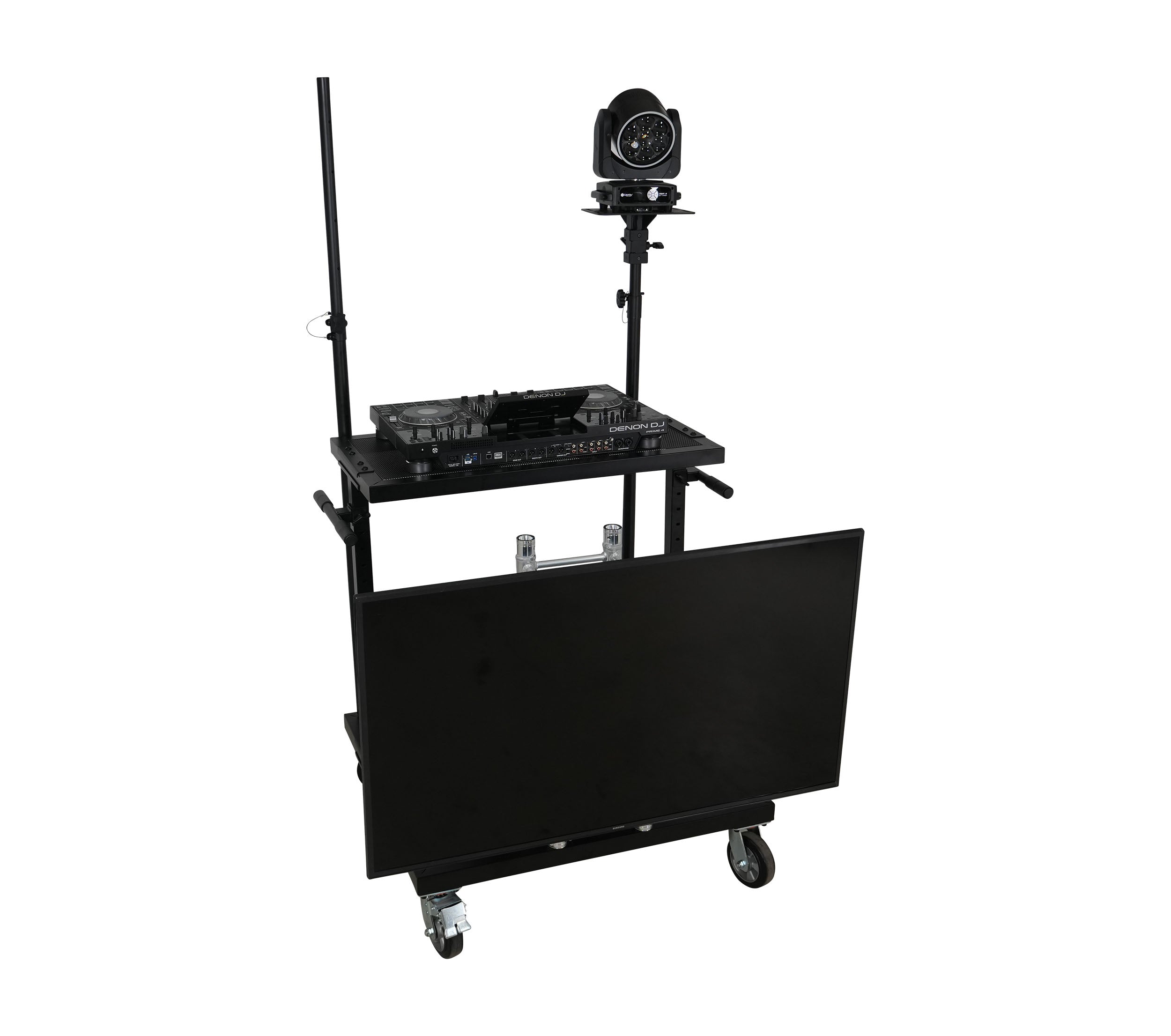 ProX X-BeatWagon Multi-Function Rolling Performance Station with Adjustable Shelf and F34 Truss Compatibility