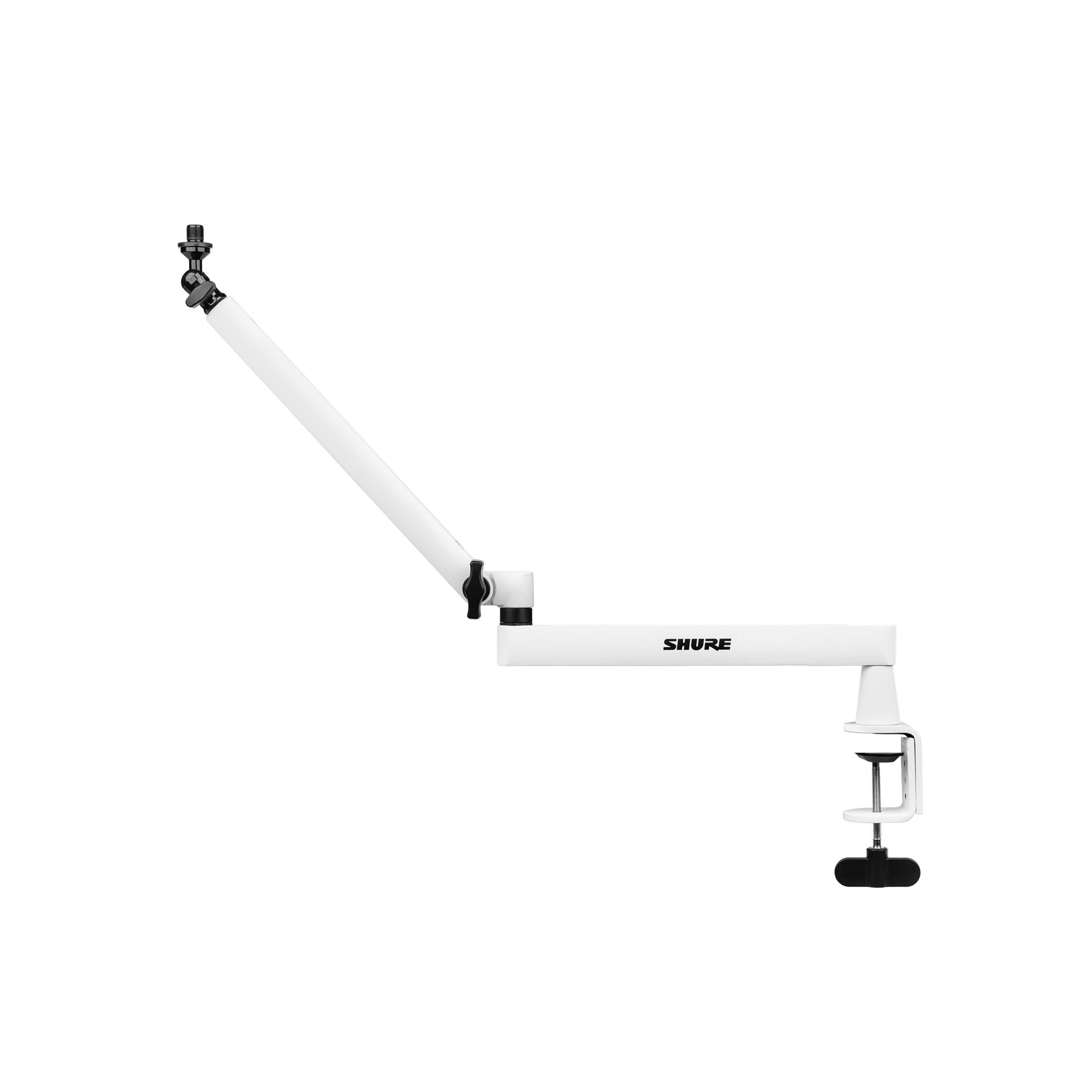 Shure by Gator SH-BROADCAST2-W, Low-Profile Desktop Microphone Boom Stand - White