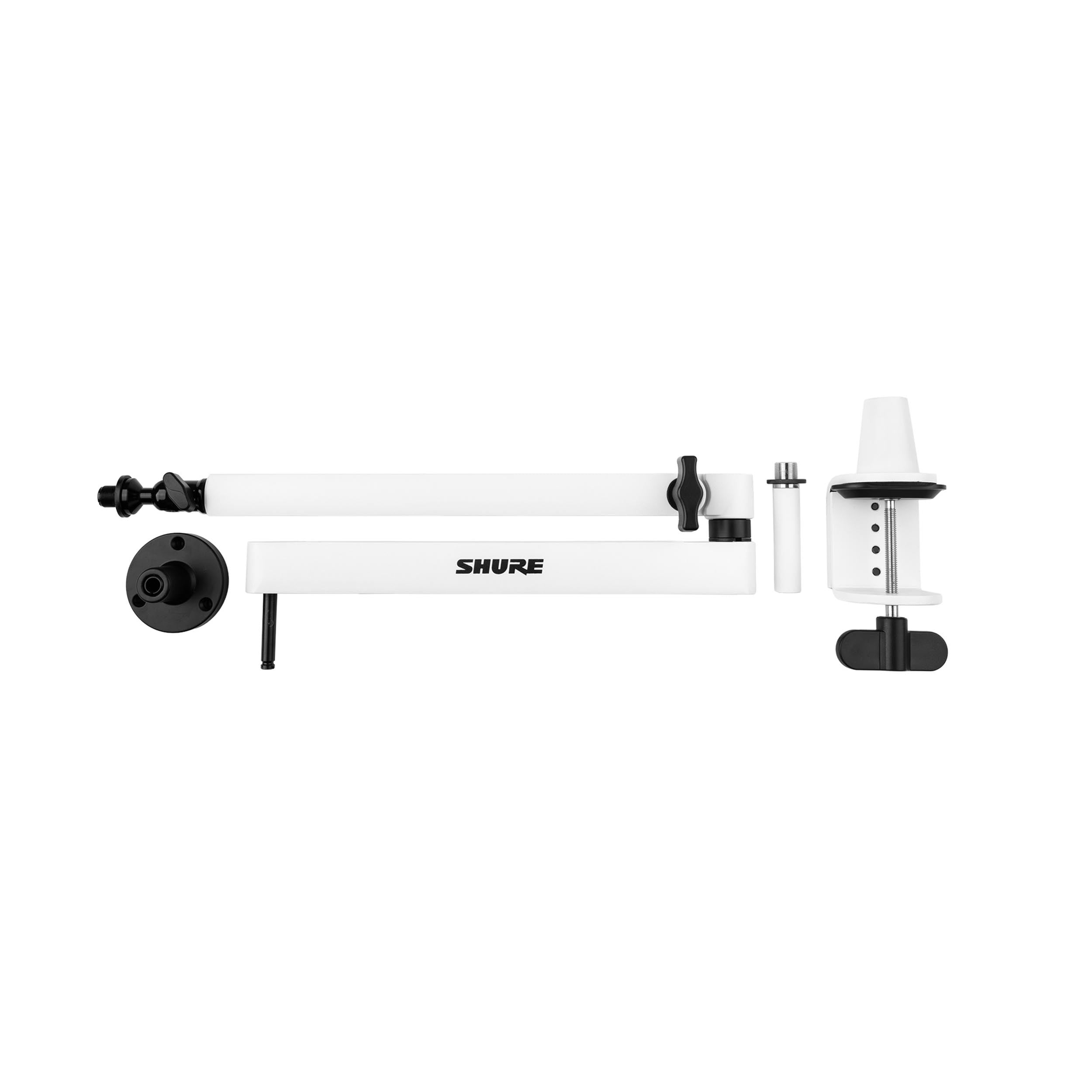 Shure by Gator SH-BROADCAST2-W, Low-Profile Desktop Microphone Boom Stand - White