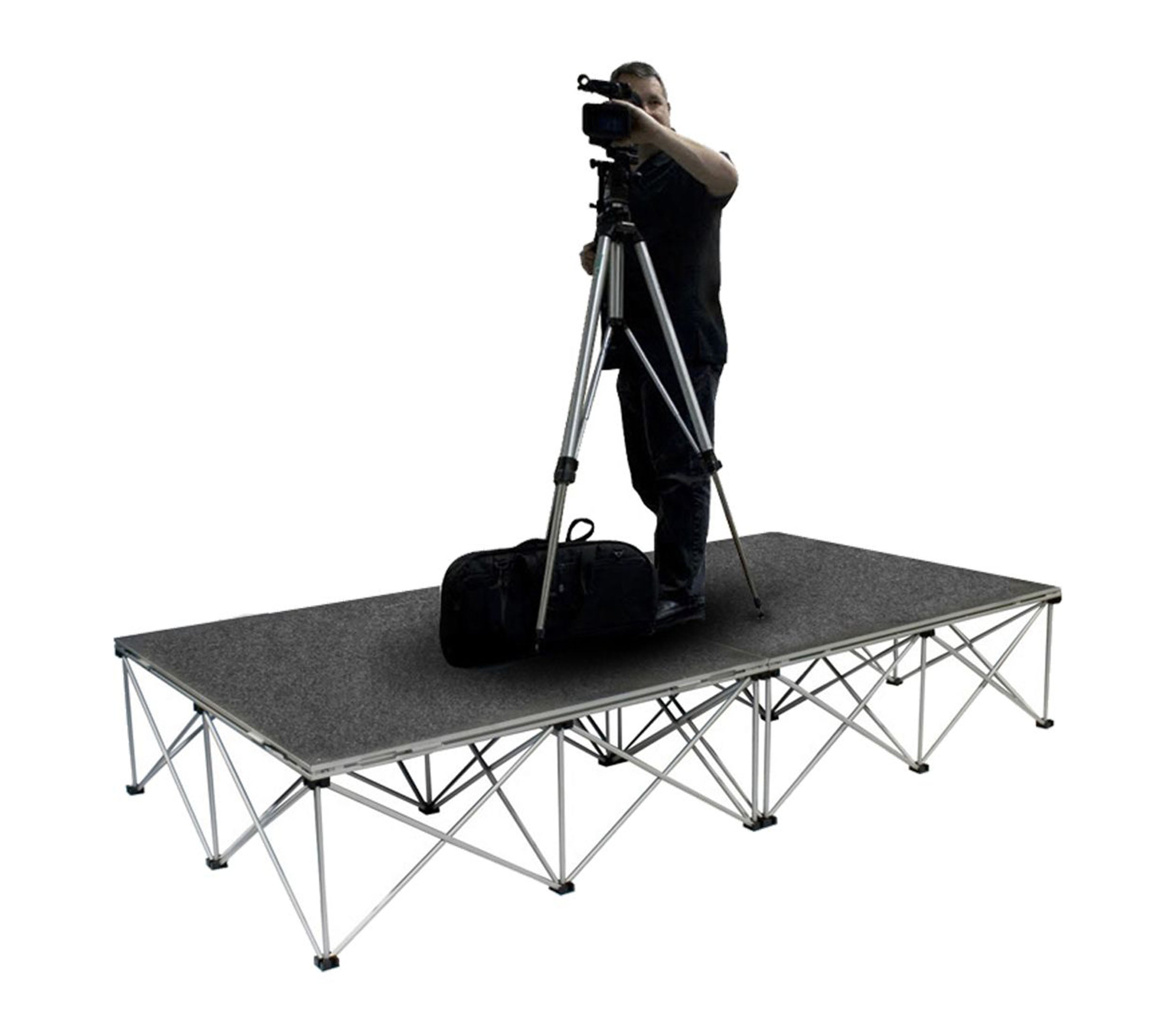 IntelliStage IS2CAMERA24C, 4FT x 8FT Camera Platform with 24-inch Risers - Gray Carpet Finish