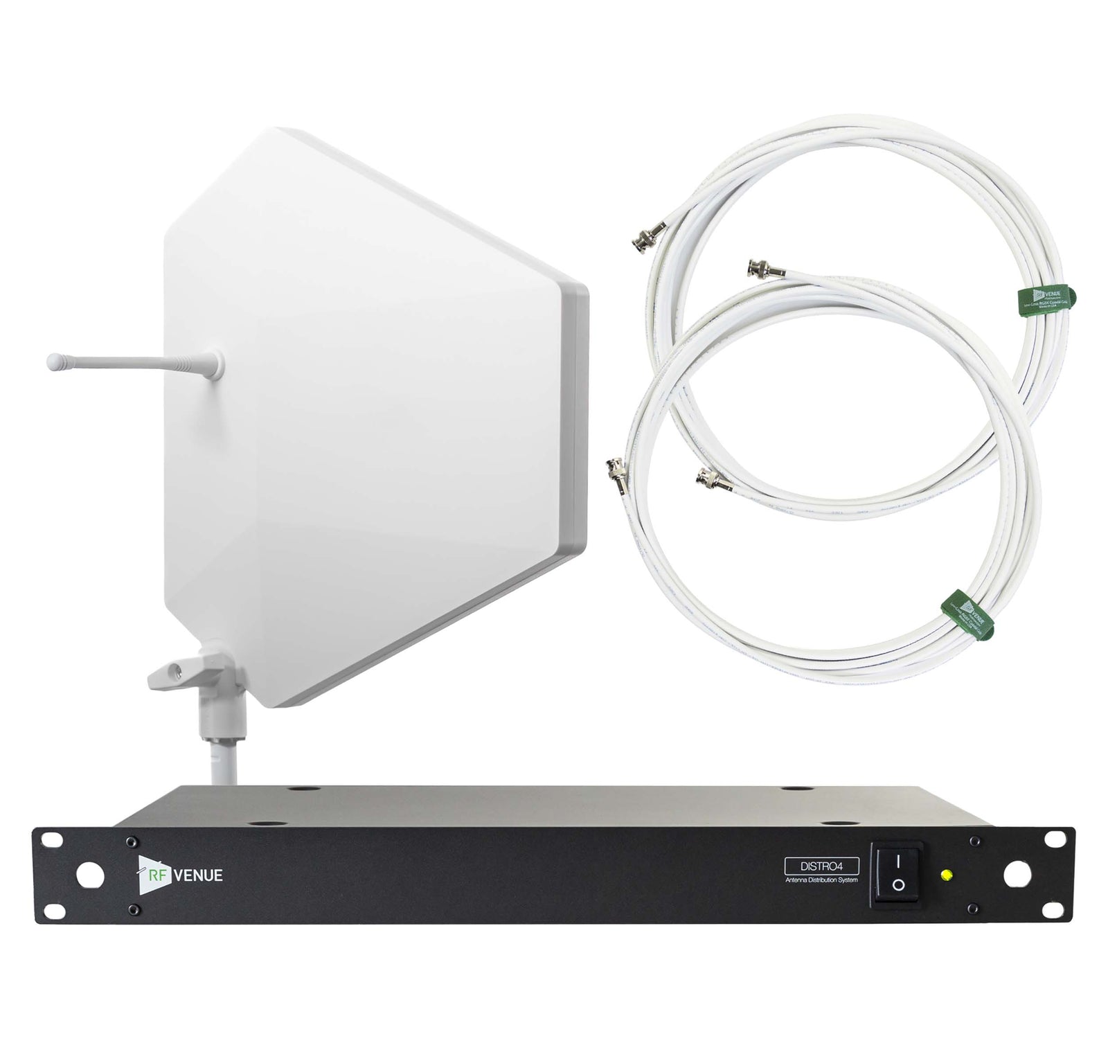 RF Venue DFIN-IPXWDISTRO4 4-Channel Wireless Mic Upgrade Pack with Diversity Fin IPX Antenna, White