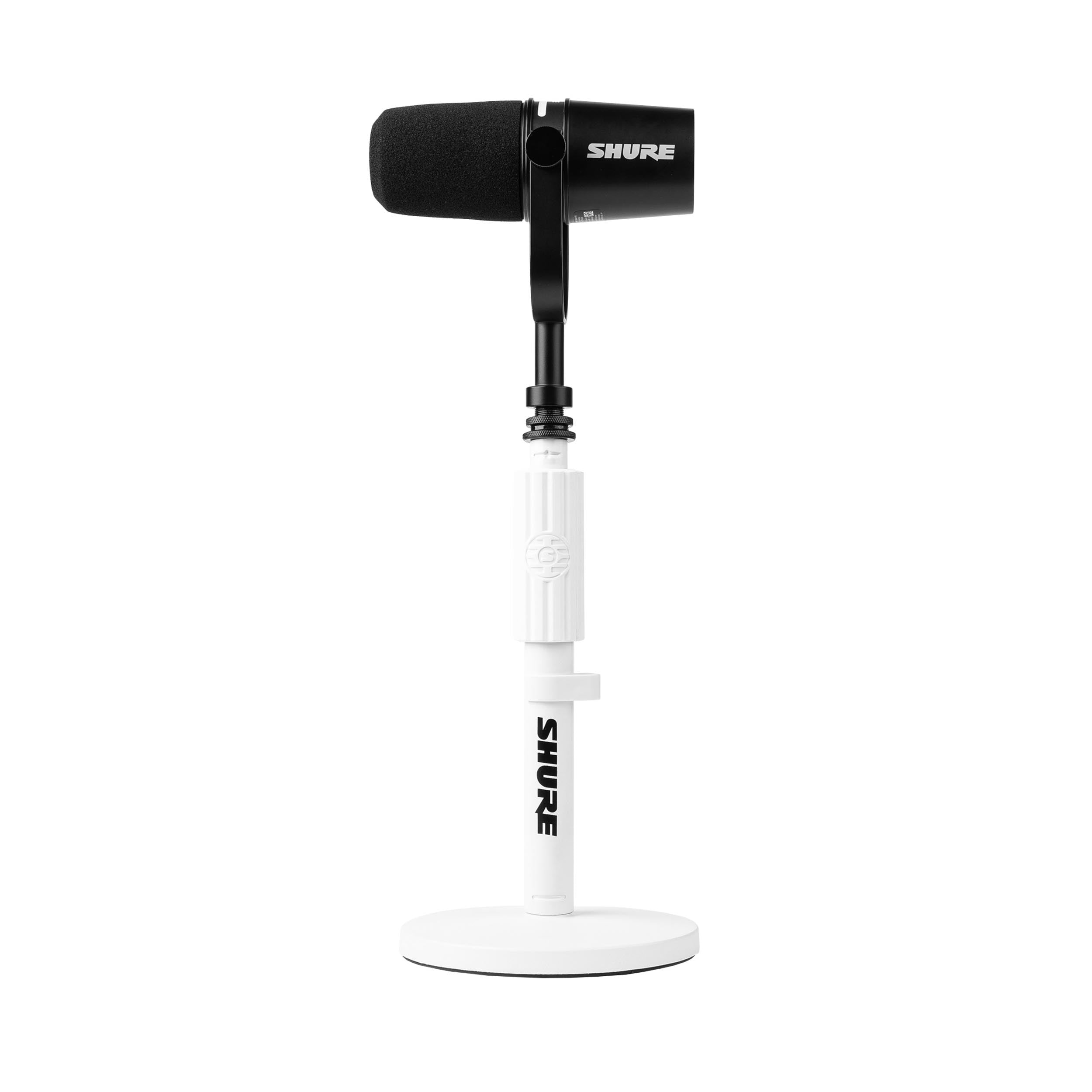 Shure by Gator SH-DESKTOP1-W Adjustable Desktop Microphone Stand with 6-in Round Base – White
