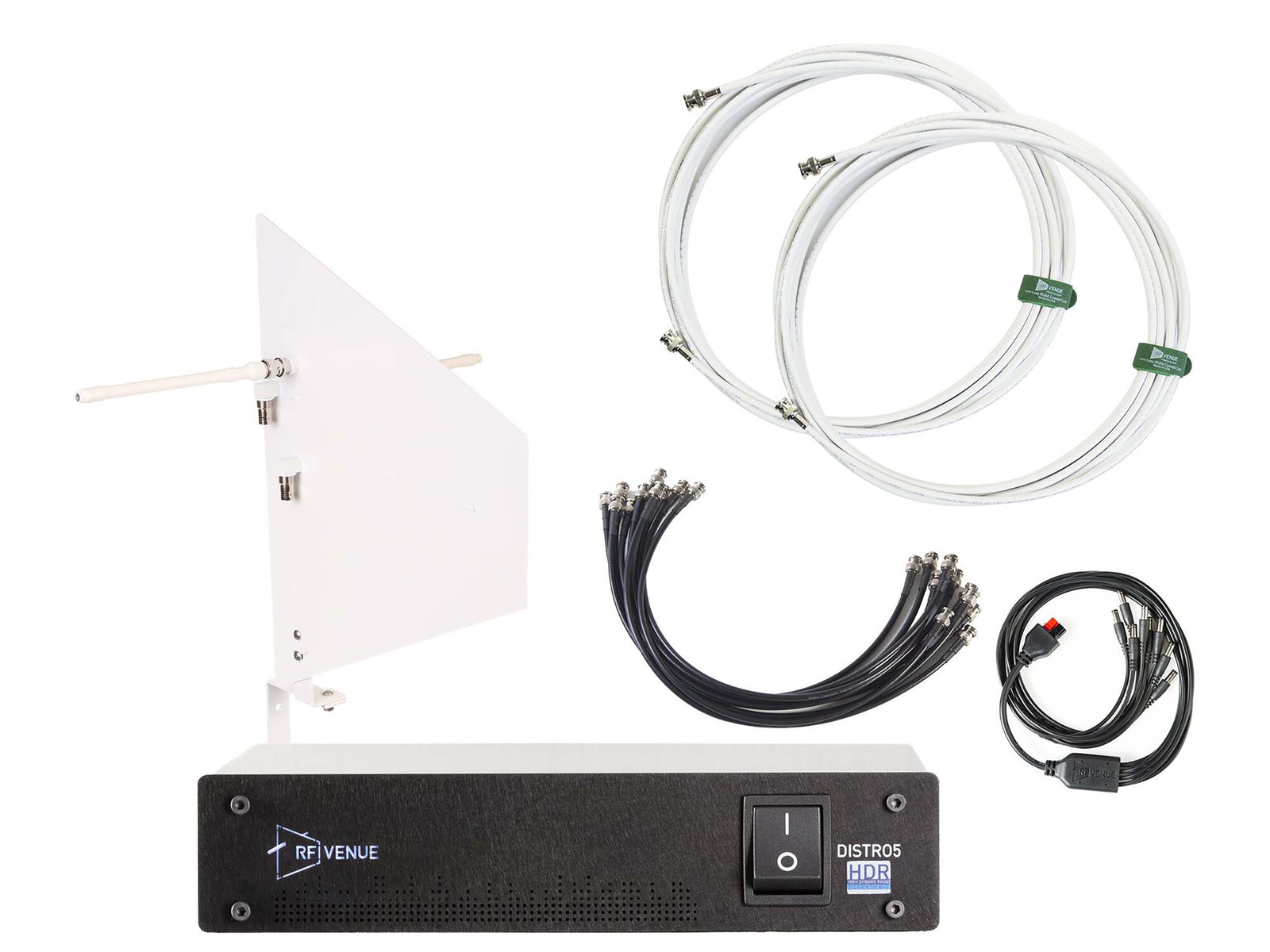 RF Venue DFINWD5 5-Channel Wireless Microphone Upgrade Pack with White Wall-Mount Diversity Fin Antenna