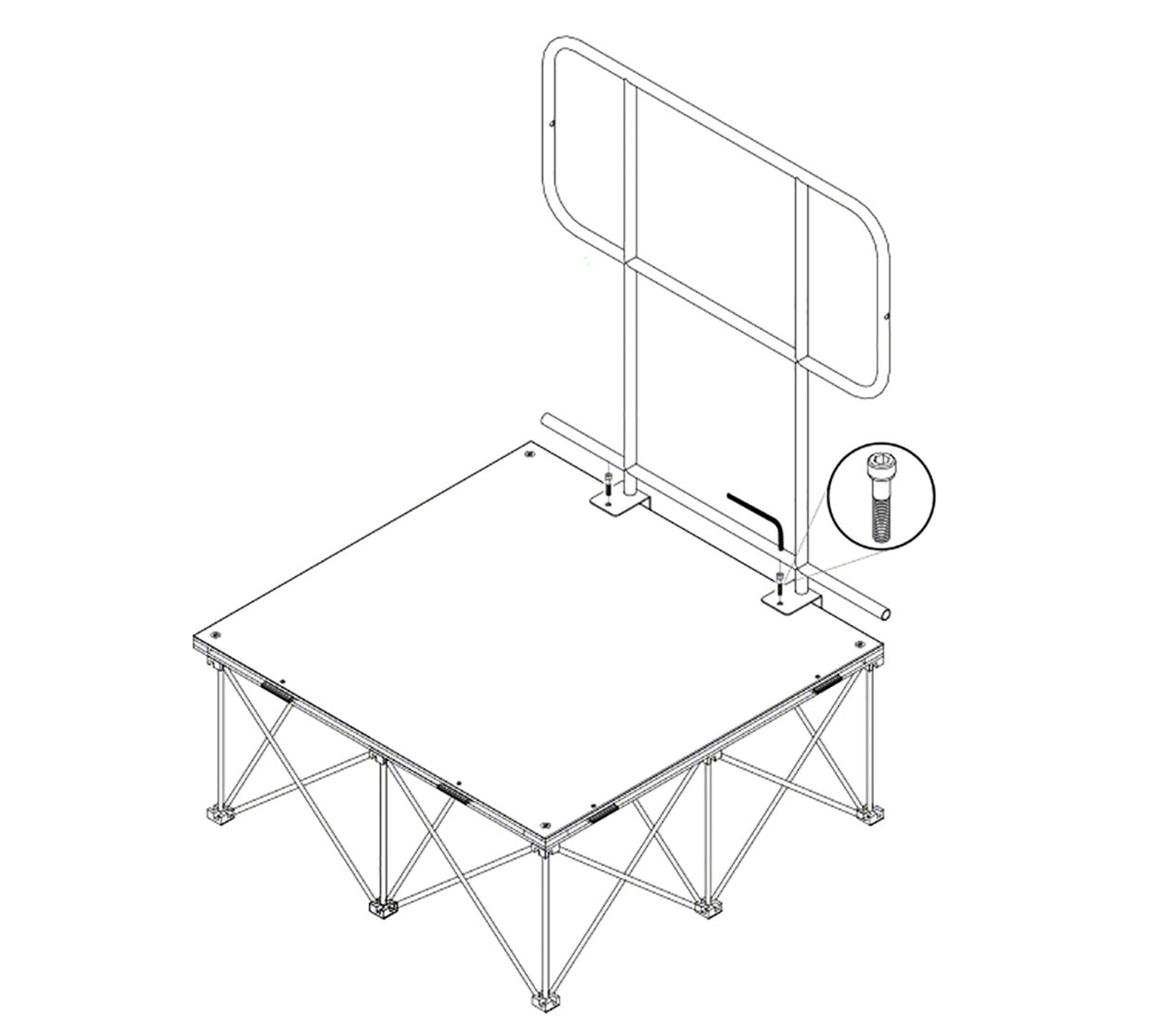 IntelliStage IS3X3GRPD 2-Pack of Guard Rail Panels with Built-in Chair Stops for 3FT x 3FT Stage Platforms - Black