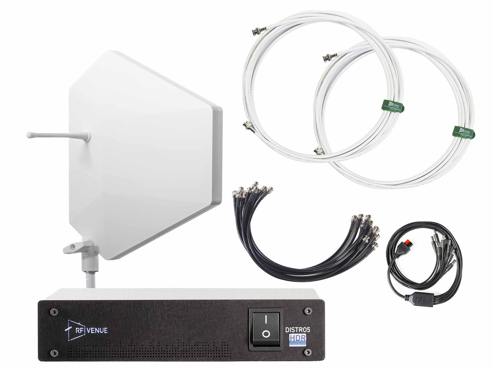 RF Venue DFIN-IPXWD5 5-Channel Wireless Mic Upgrade Pack with White Diversity Fin IPX Antenna and DISTRO5