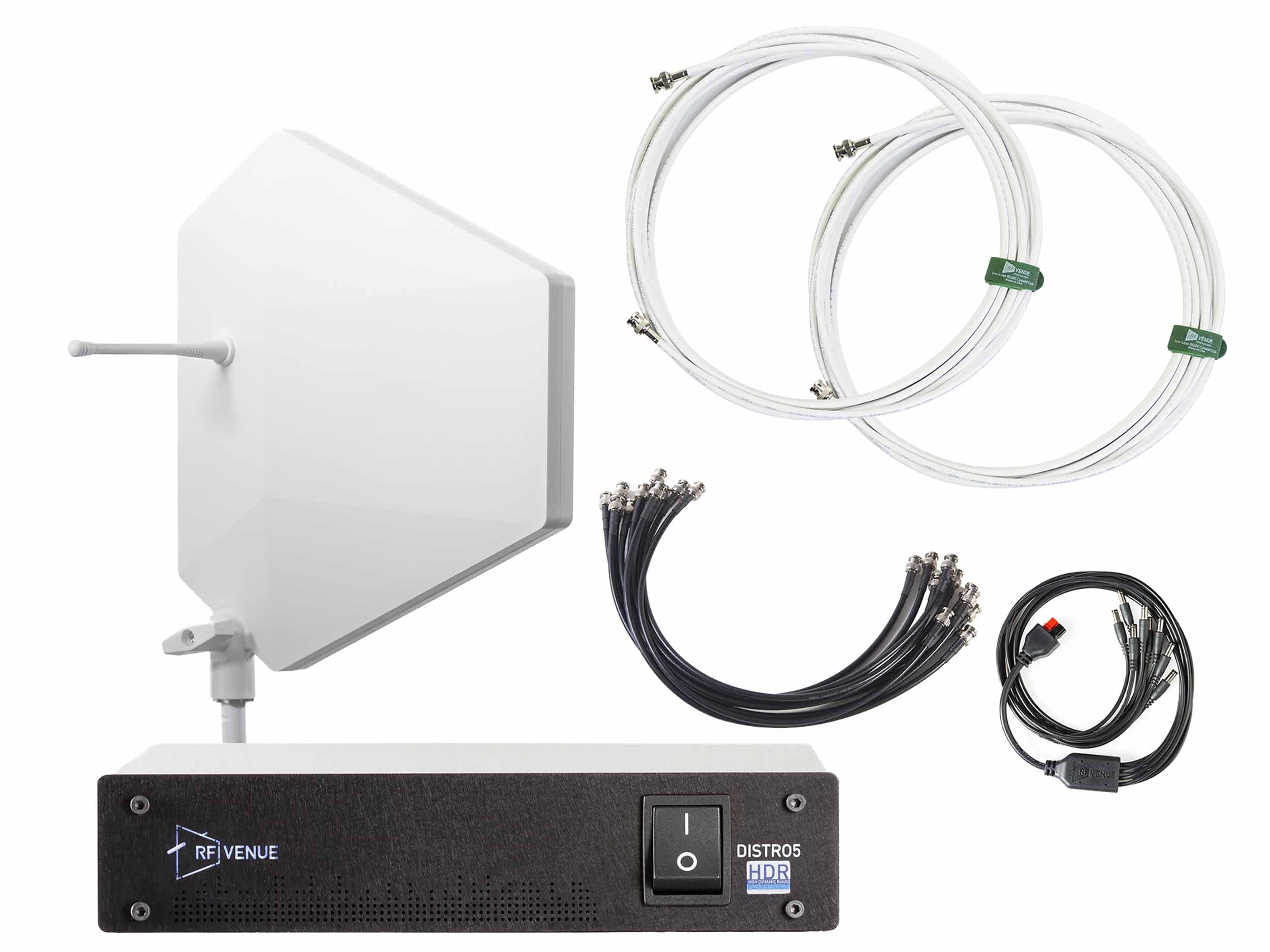 RF Venue DFIN-IPXWD5 5-Channel Wireless Mic Upgrade Pack with White Diversity Fin IPX Antenna and DISTRO5