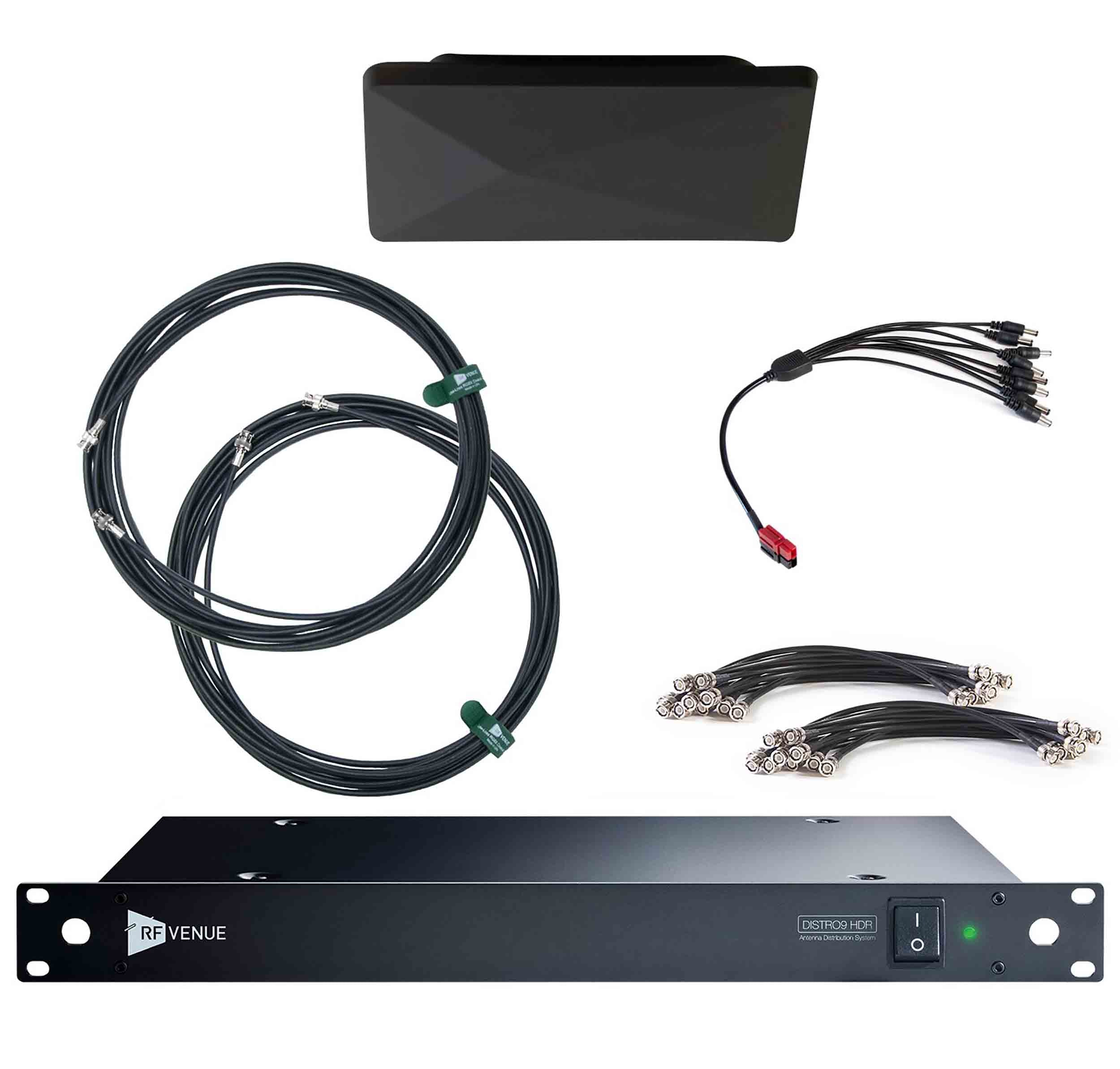 RF Venue D-ARCBD9 DISTRO9 HDR 9-Channel Wireless Mic Upgrade Pack with Black Diversity Architectural Antenna