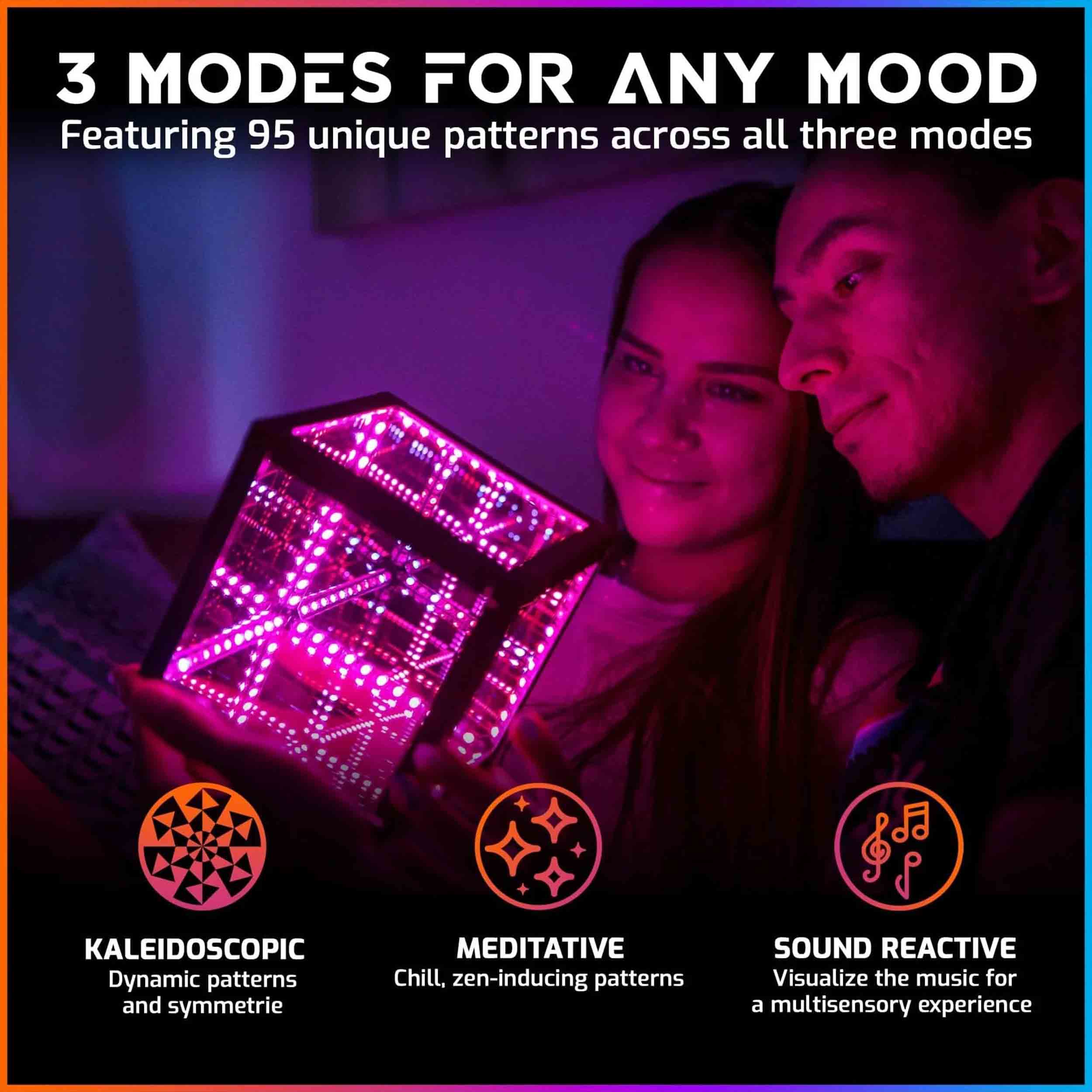 Hyperspace Lighting HYPERCUBE NANO Infinity Mirror LED Art with App Control and Sound Reactive Effects