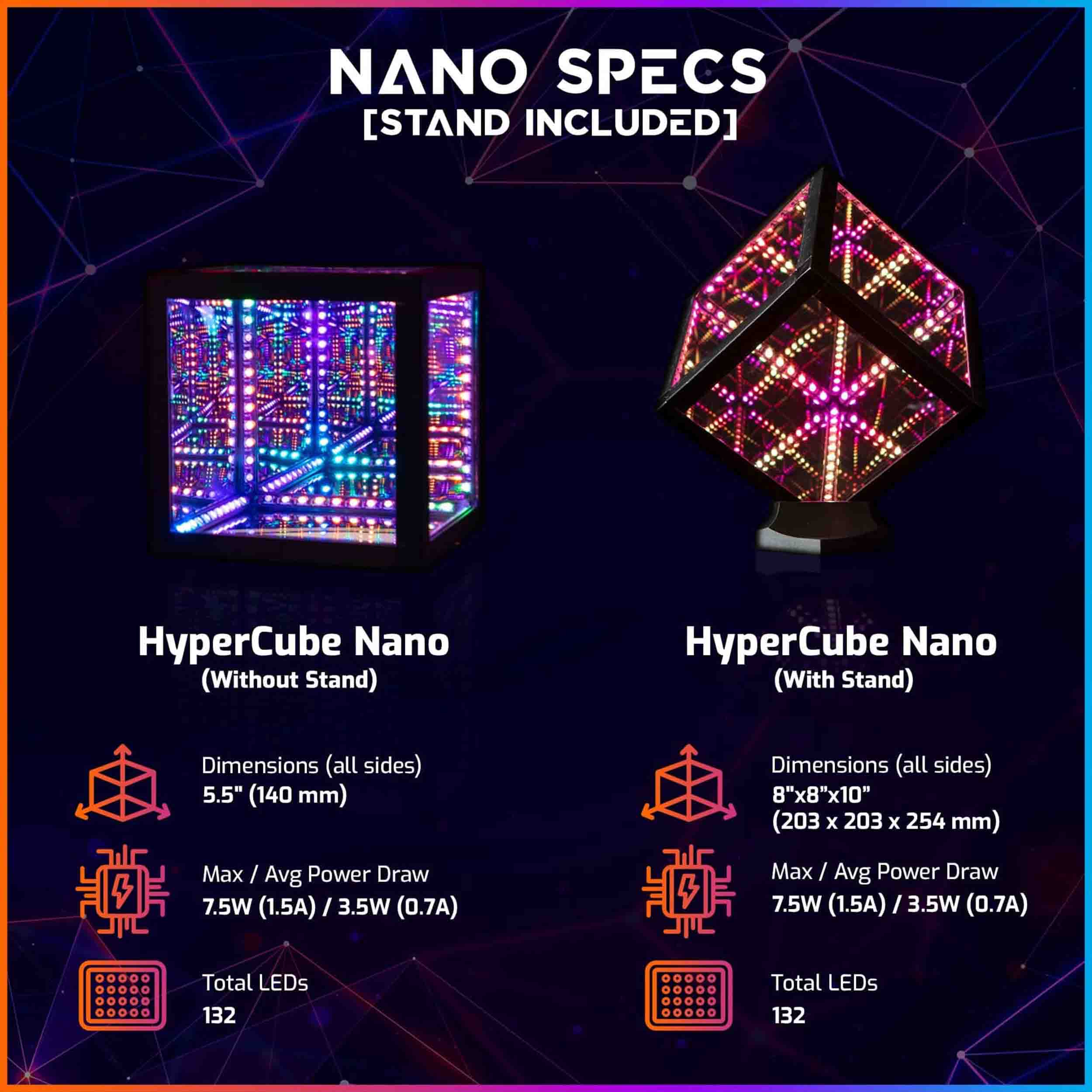 Hyperspace Lighting HYPERCUBE NANO Infinity Mirror LED Art with App Control and Sound Reactive Effects