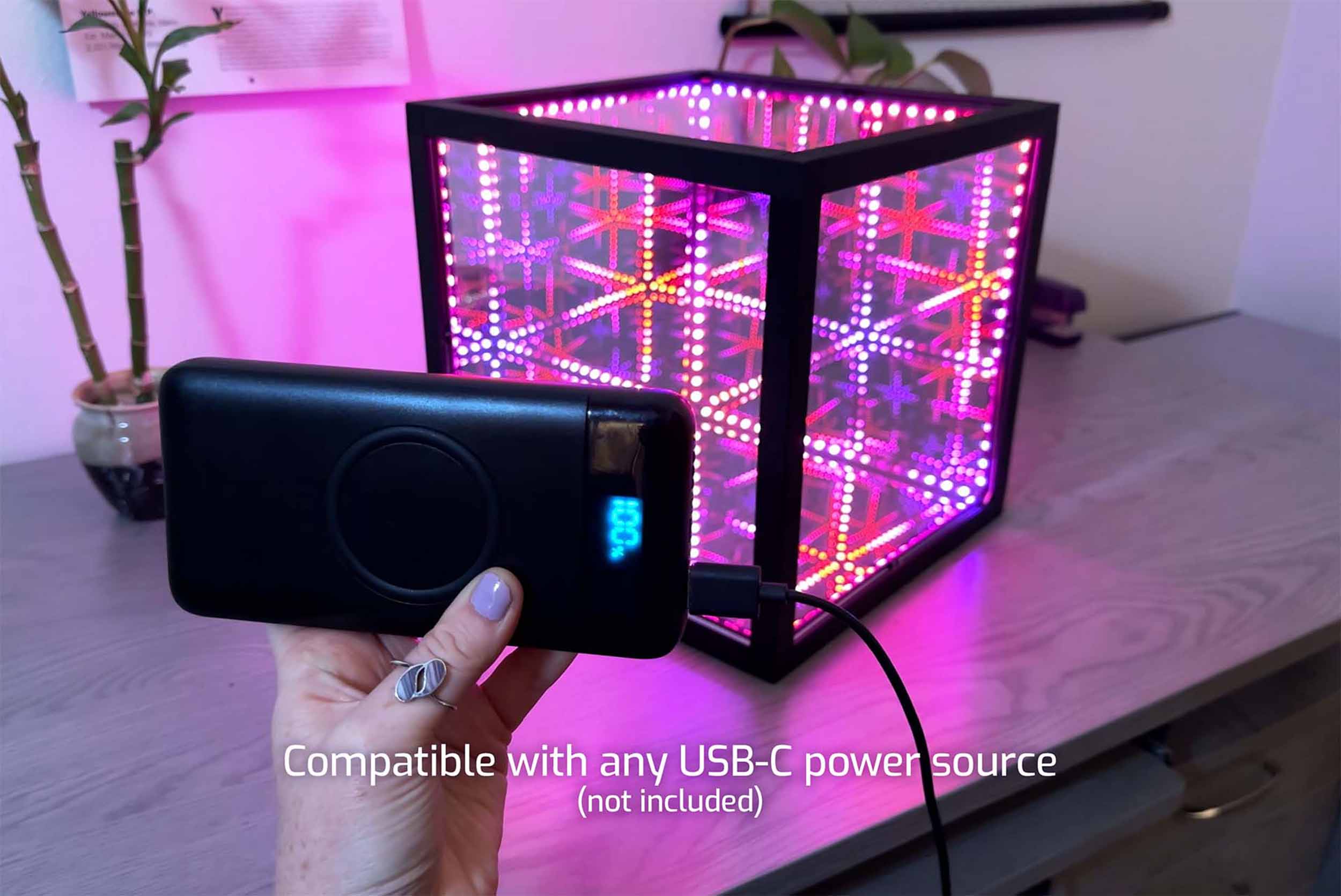 Hyperspace Lighting HYPERCUBE10 Infinity Mirror LED Art with App Control and Sound Reactive Effects