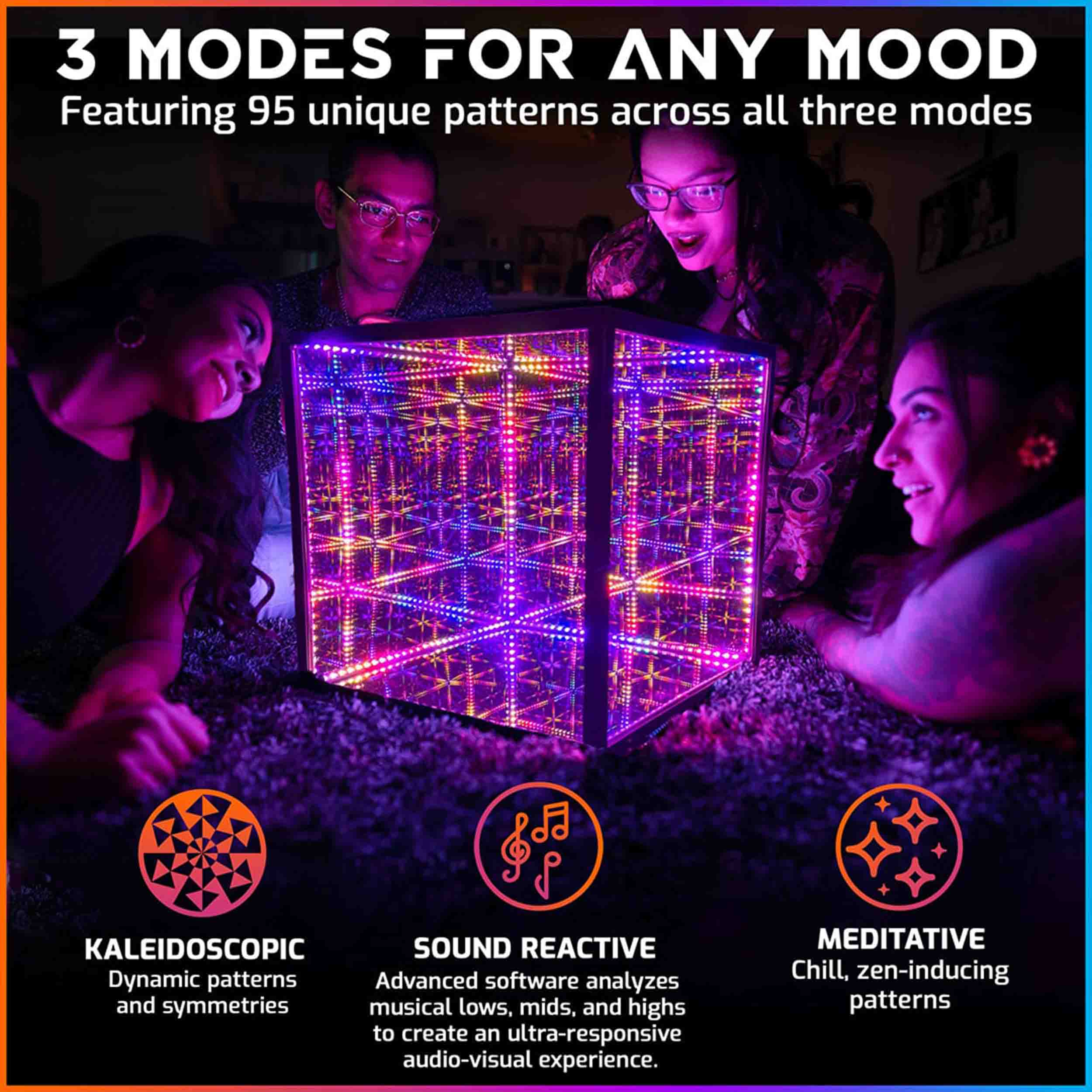 Hyperspace Lighting HYPERCUBE15 Infinity Mirror LED Art with App Control and 95 Lighting Patterns