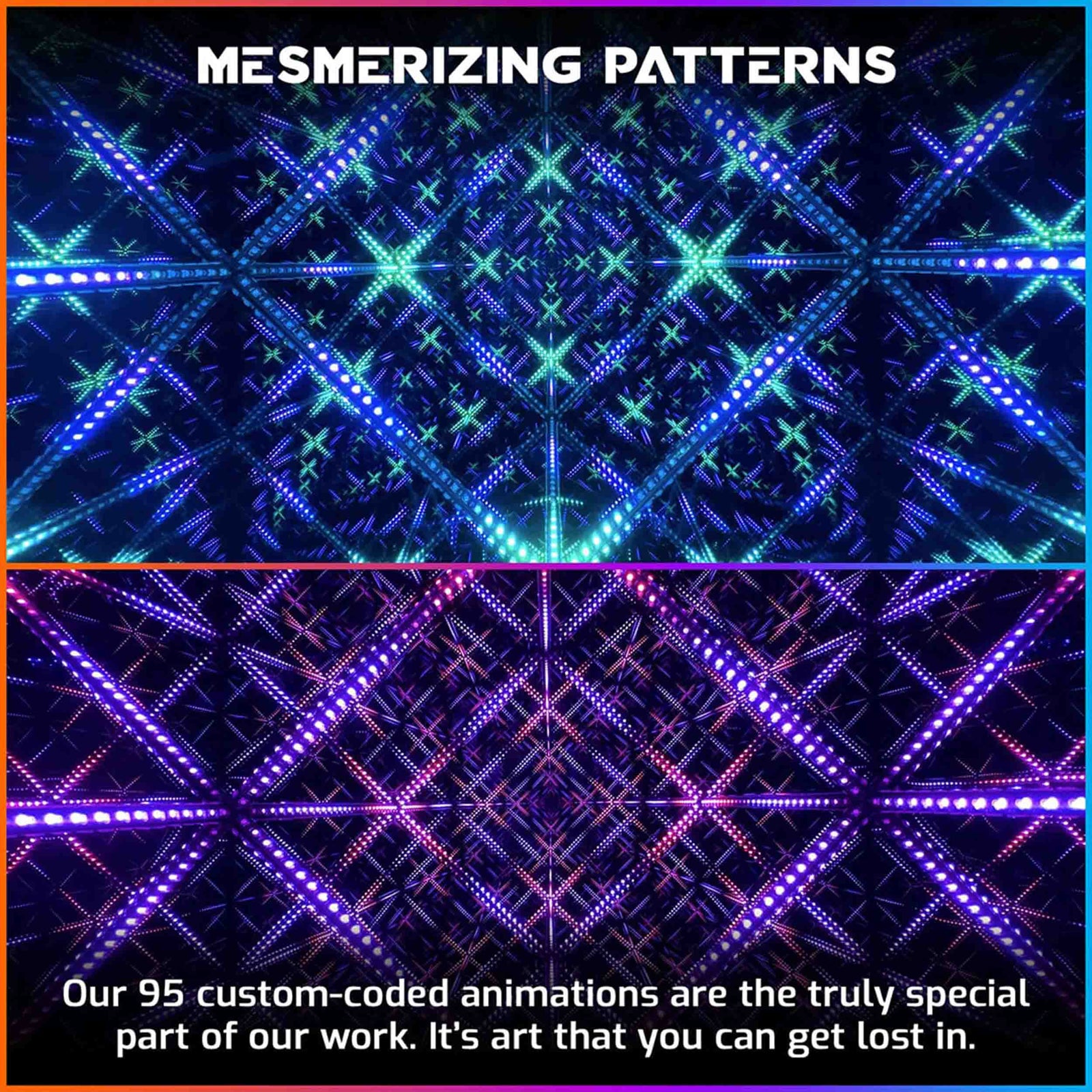 Hyperspace Lighting HYPERCUBE15 Infinity Mirror LED Art with App Control and 95 Lighting Patterns