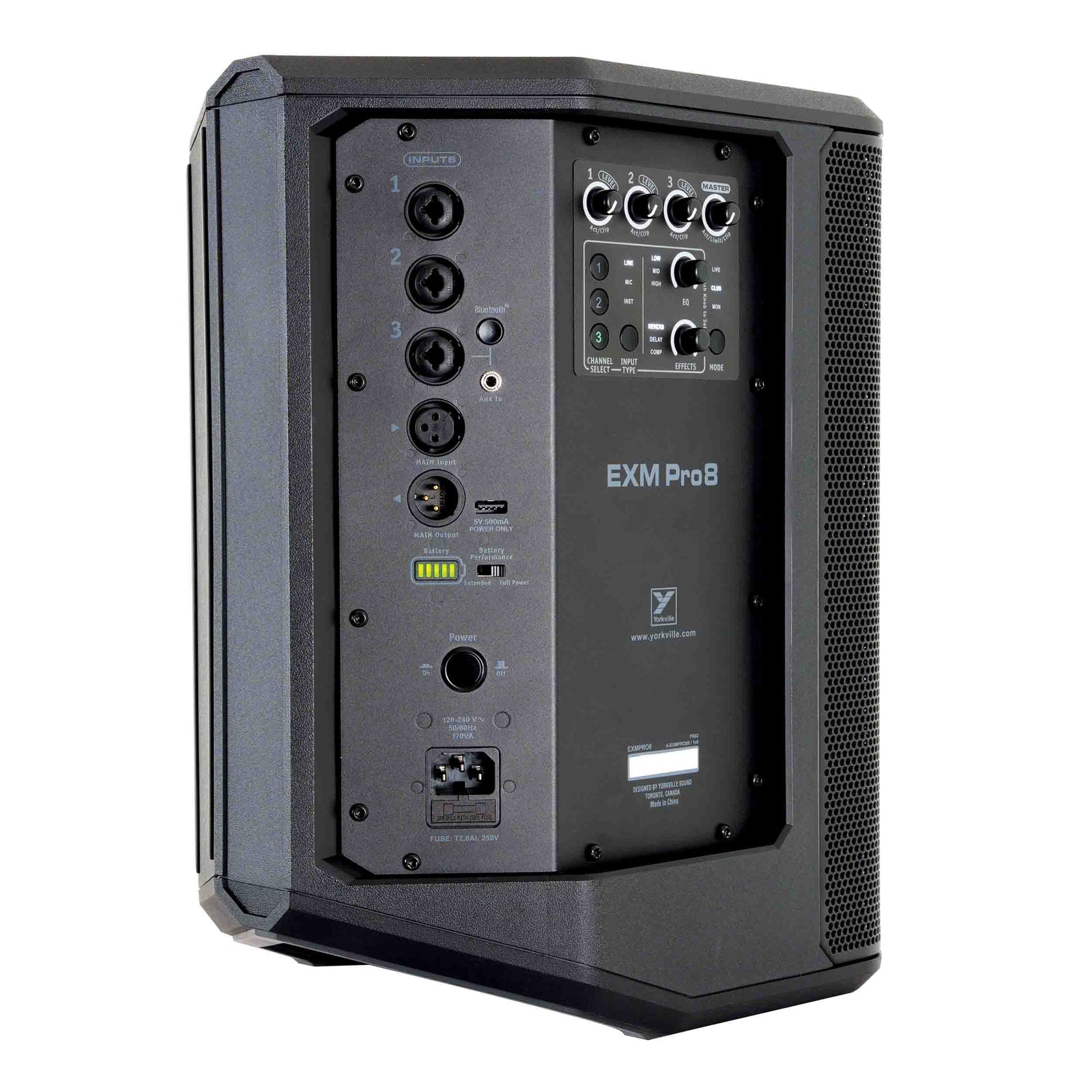 Yorkville Sound EXM PRO8 400W Battery-Powered Portable PA Speaker with Bluetooth and 3-Channel Mixer
