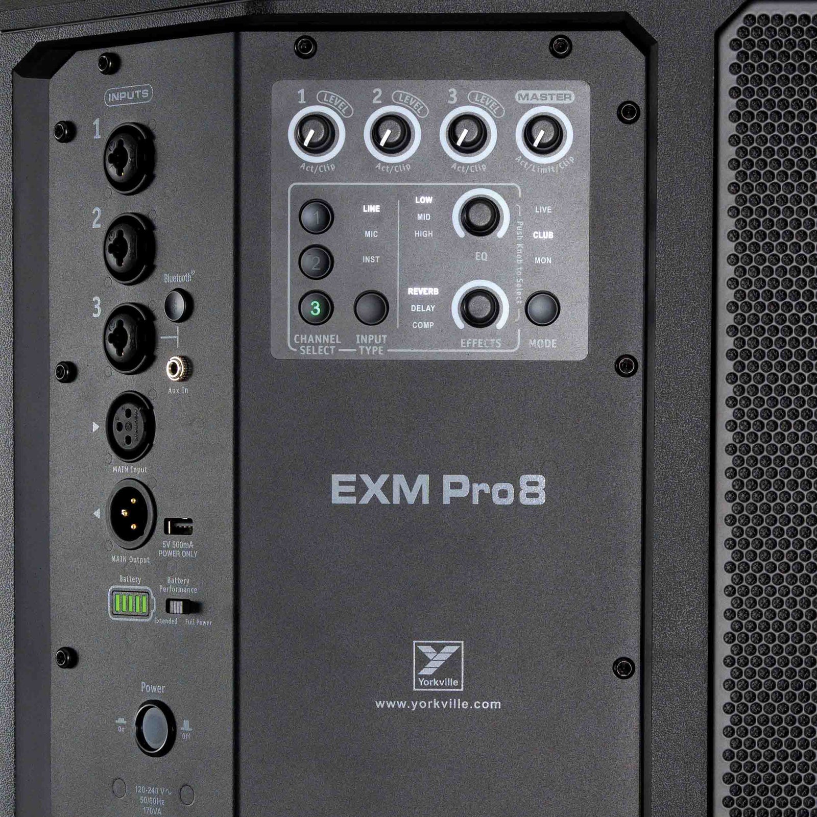 Yorkville Sound EXM PRO8 400W Battery-Powered Portable PA Speaker with Bluetooth and 3-Channel Mixer
