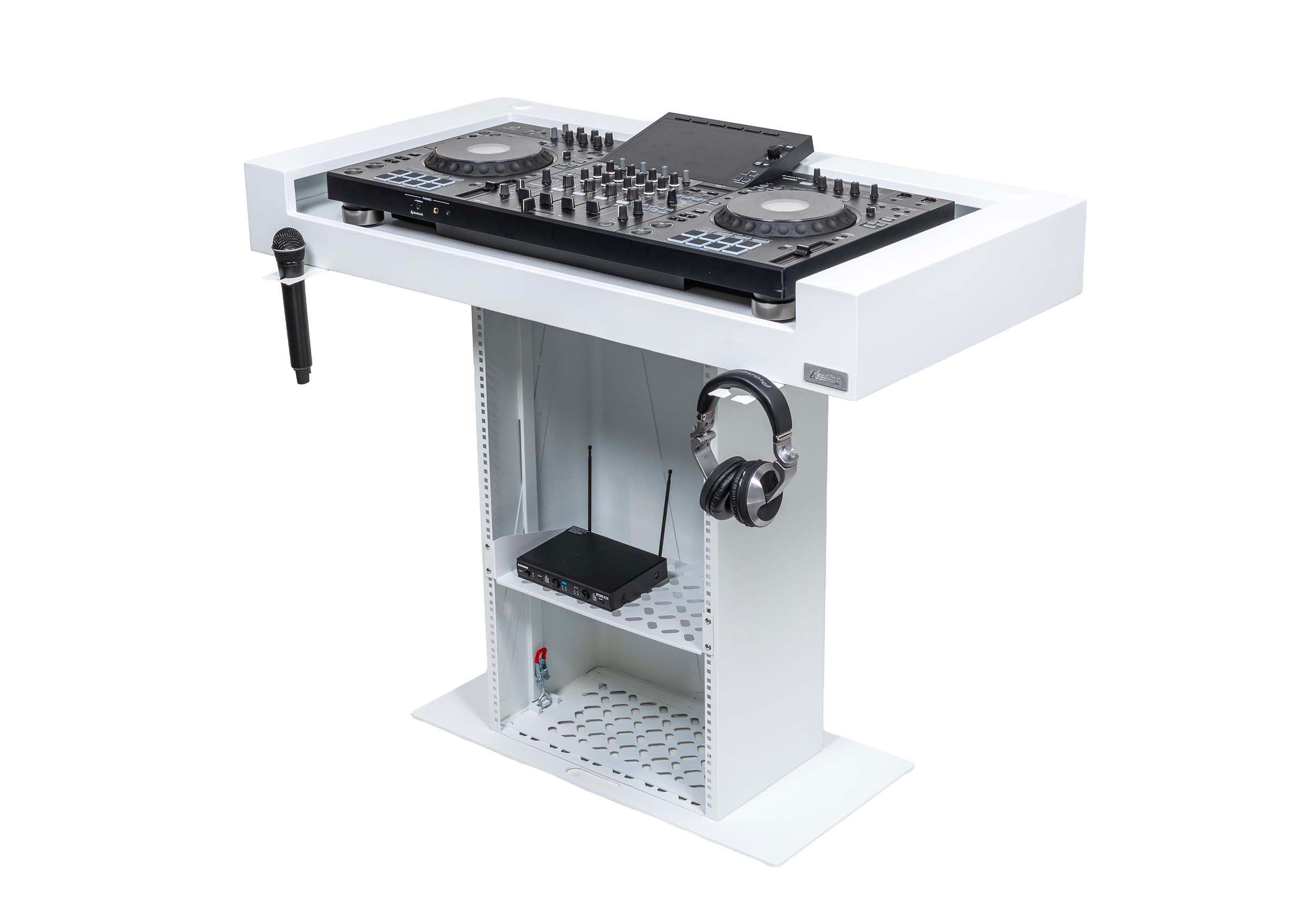 B-Stock: Headliner HL30001 Malibu Portable DJ Podium with Countertop and Base Column - White