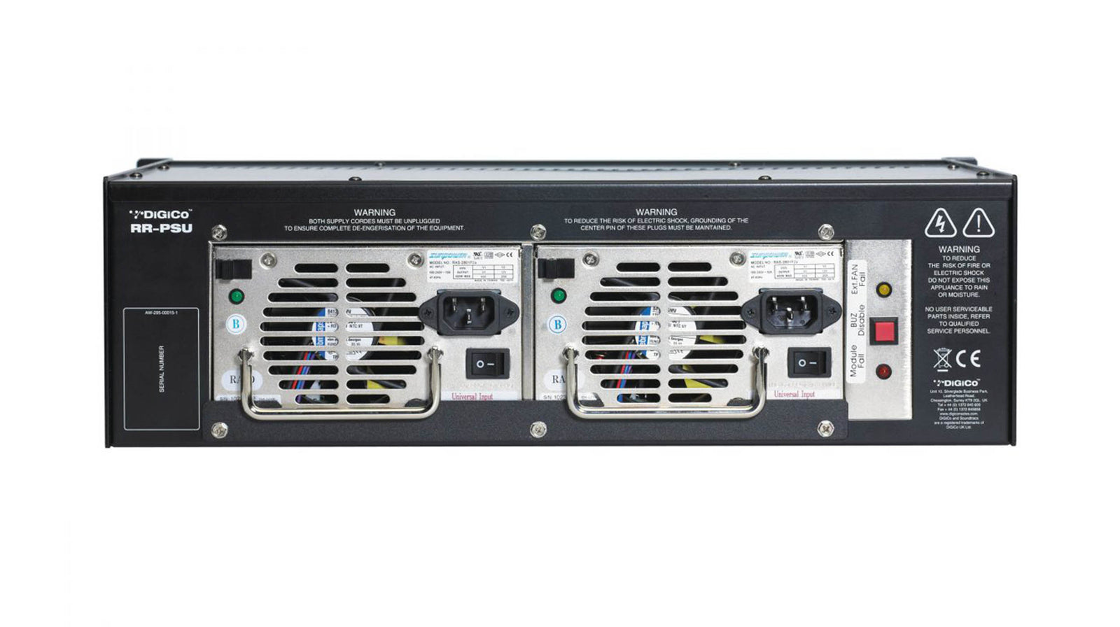 DiGiCo MOD-SDRR-PSU, 3U Rackmount Module with Two PSU Sockets for SD10, SD8, SD9