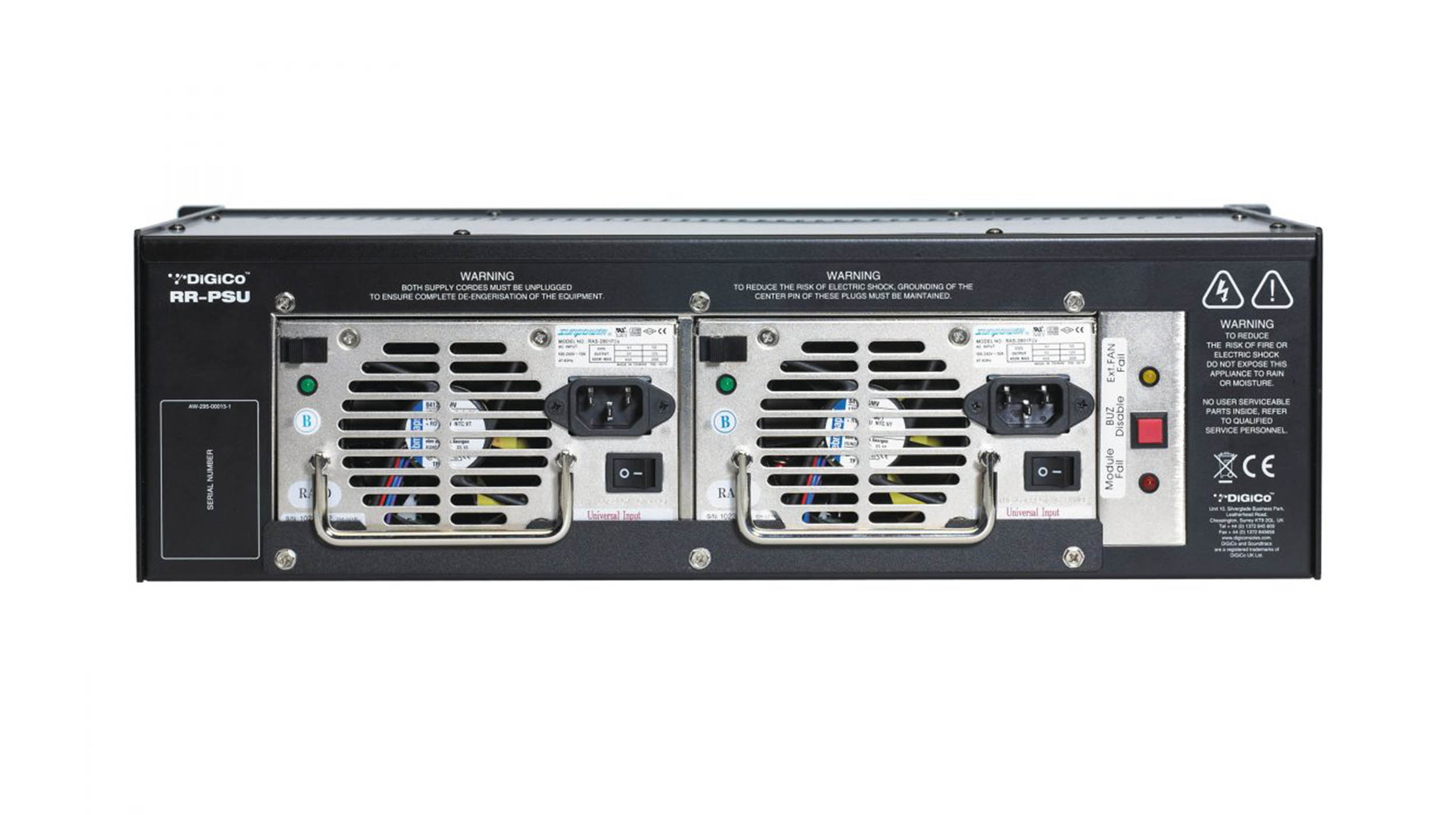 DiGiCo MOD-SDRR-PSU, 3U Rackmount Module with Two PSU Sockets for SD10, SD8, SD9
