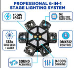 Bauer Super Star Six Moving Head DJ Party Light with RGB Beams