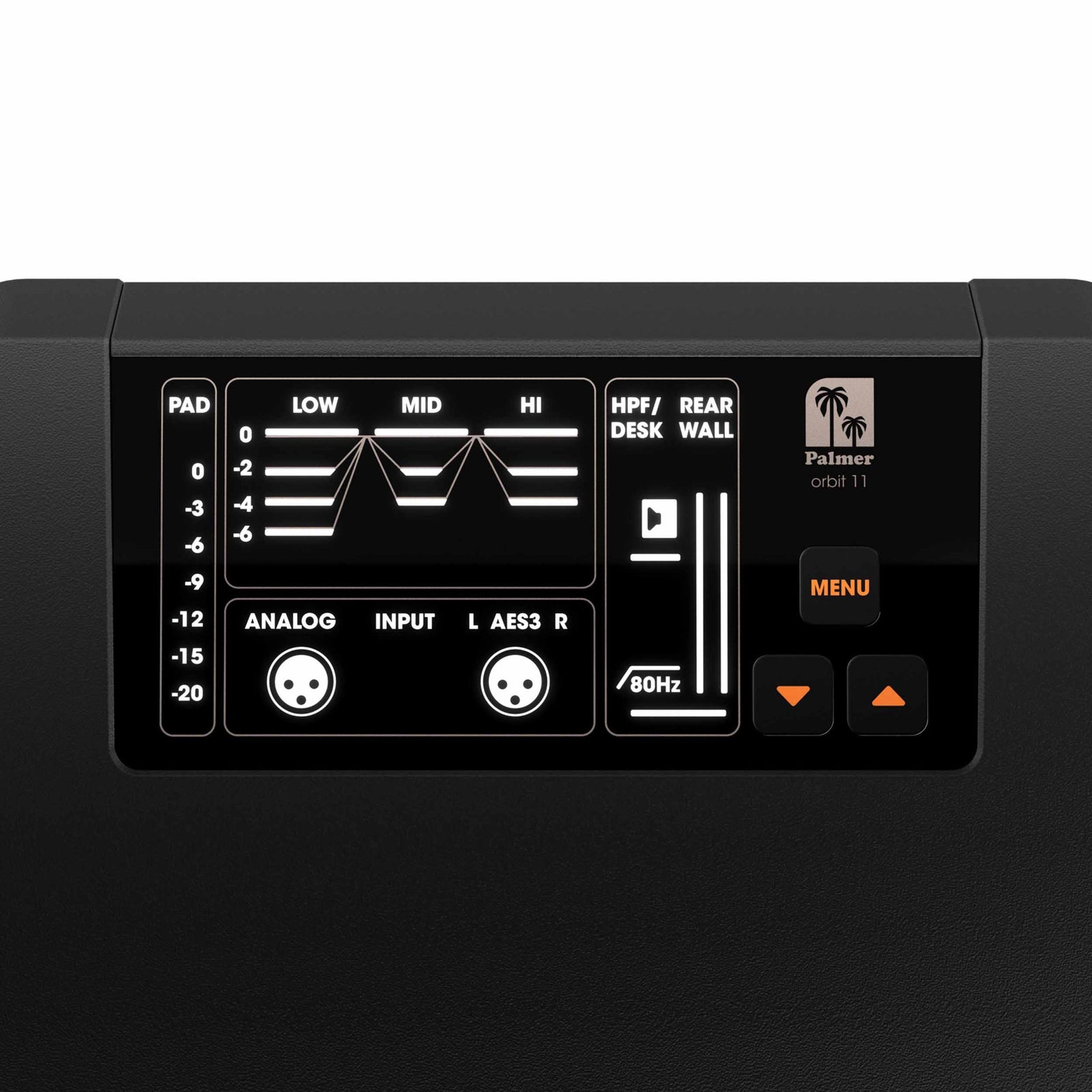 Palmer PORBIT11US Active 3-Way Studio Monitor with 1000W Class-D Amp and Dual 8" Woofers