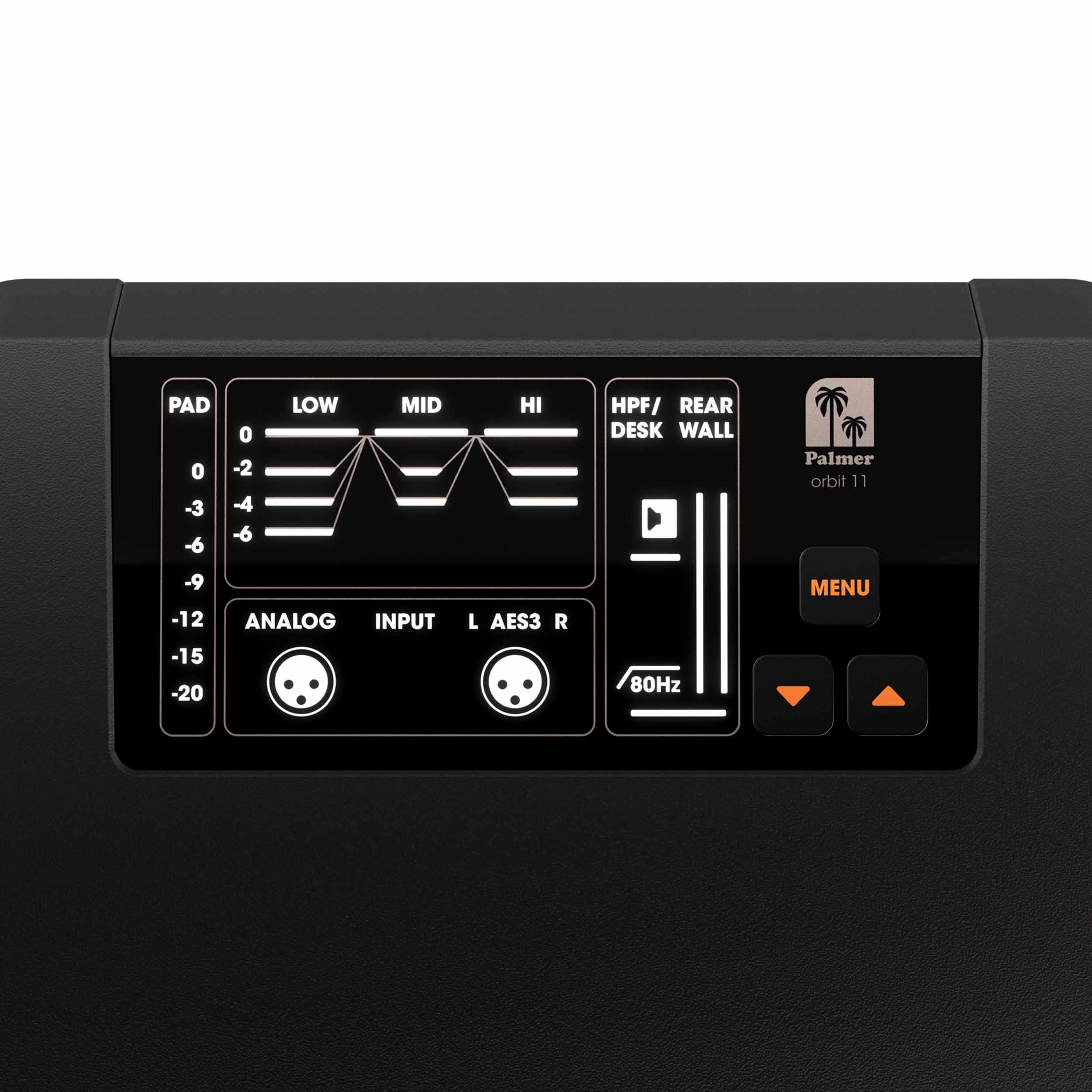 Palmer PORBIT11US Active 3-Way Studio Monitor with 1000W Class-D Amp and Dual 8" Woofers